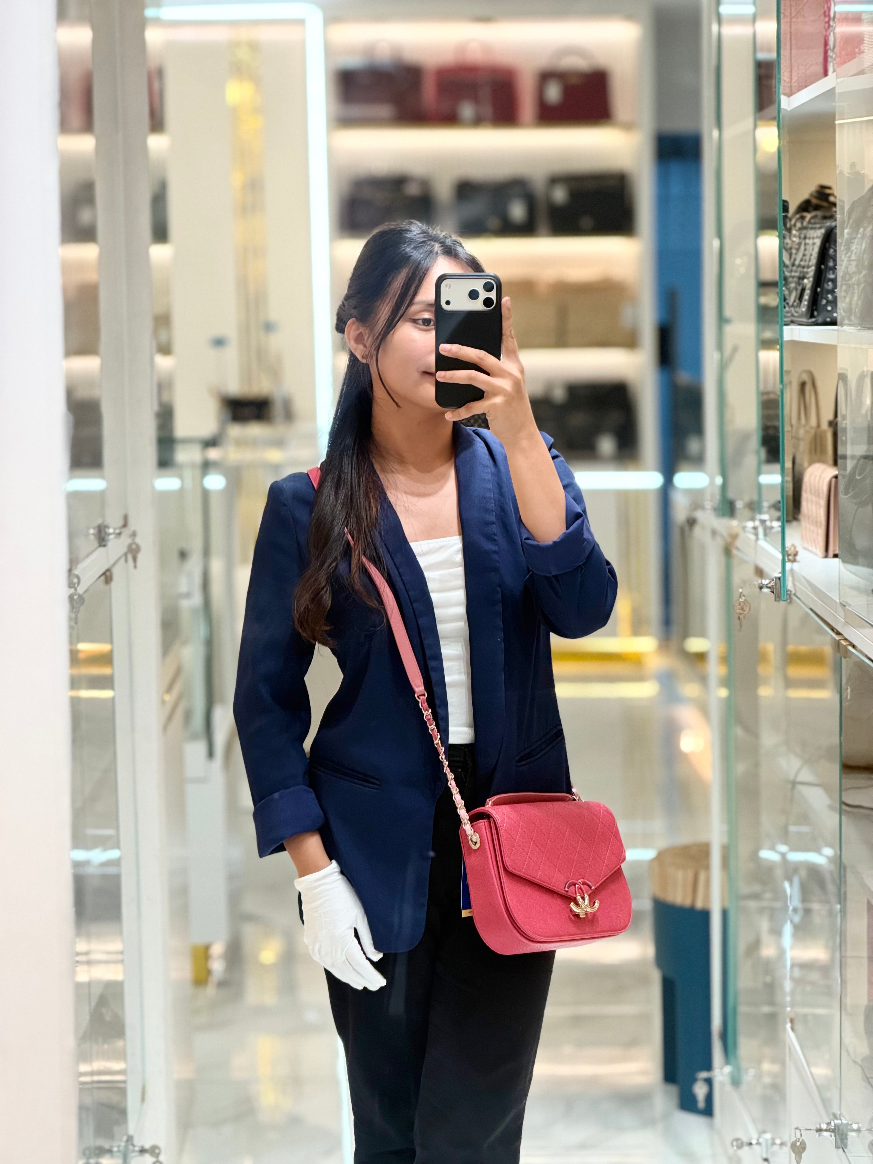 Chanel Paris-Cuba Thread Around Flap in Red Caviar Leather and Light Gold Hardware Series 25 | Purse Maison Luxury Bags Shop