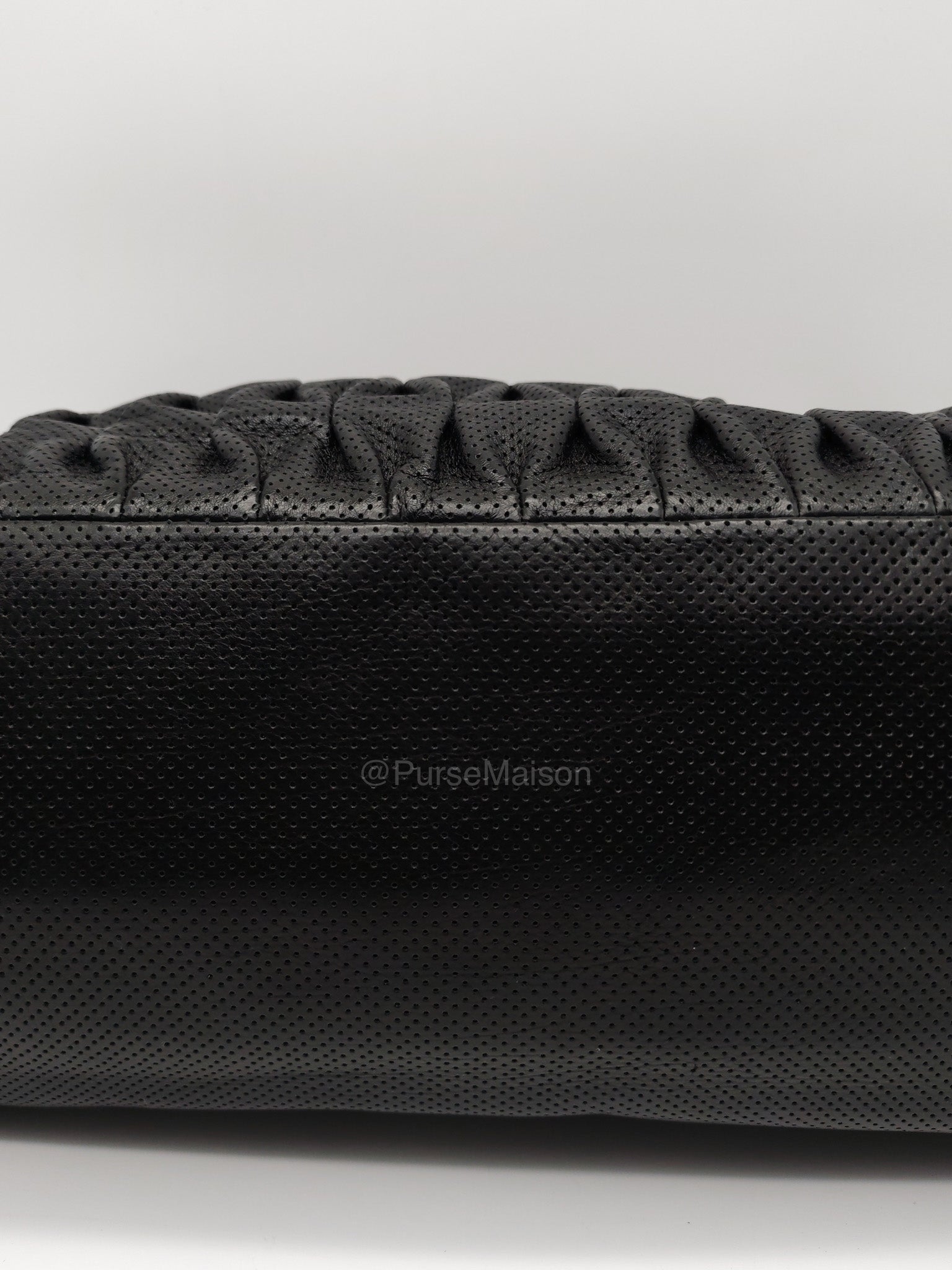 Chanel Perforated Ultimate Soft Hobo Bag in Black and Silver Hardware Series 12 | Purse Maison Luxury Bags Shop