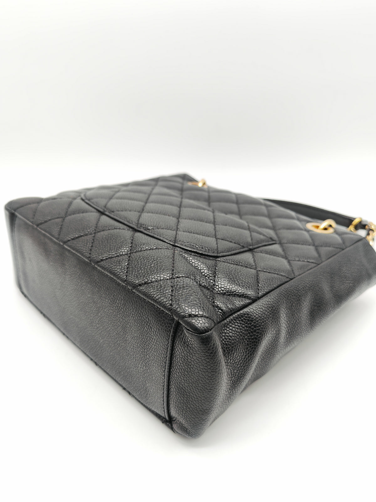 Chanel Petite Shopping Tote (PST) in Black Caviar Leather and Gold Hardware Series 14 | Purse Maison Luxury Bags Shop