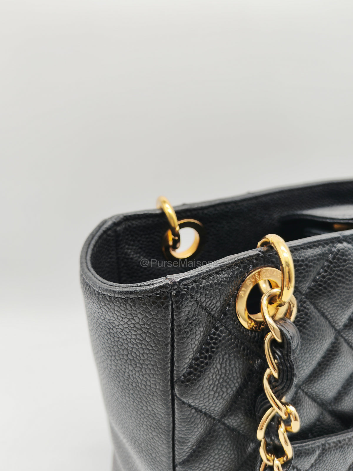 Chanel Petite Shopping Tote (PST) in Black Caviar Leather and Gold Hardware Series 14 | Purse Maison Luxury Bags Shop