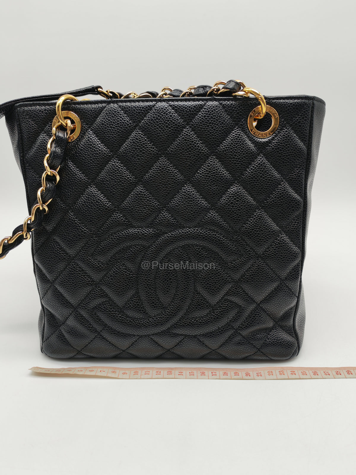 Chanel Petite Shopping Tote (PST) in Black Caviar Leather and Gold Hardware Series 14 | Purse Maison Luxury Bags Shop