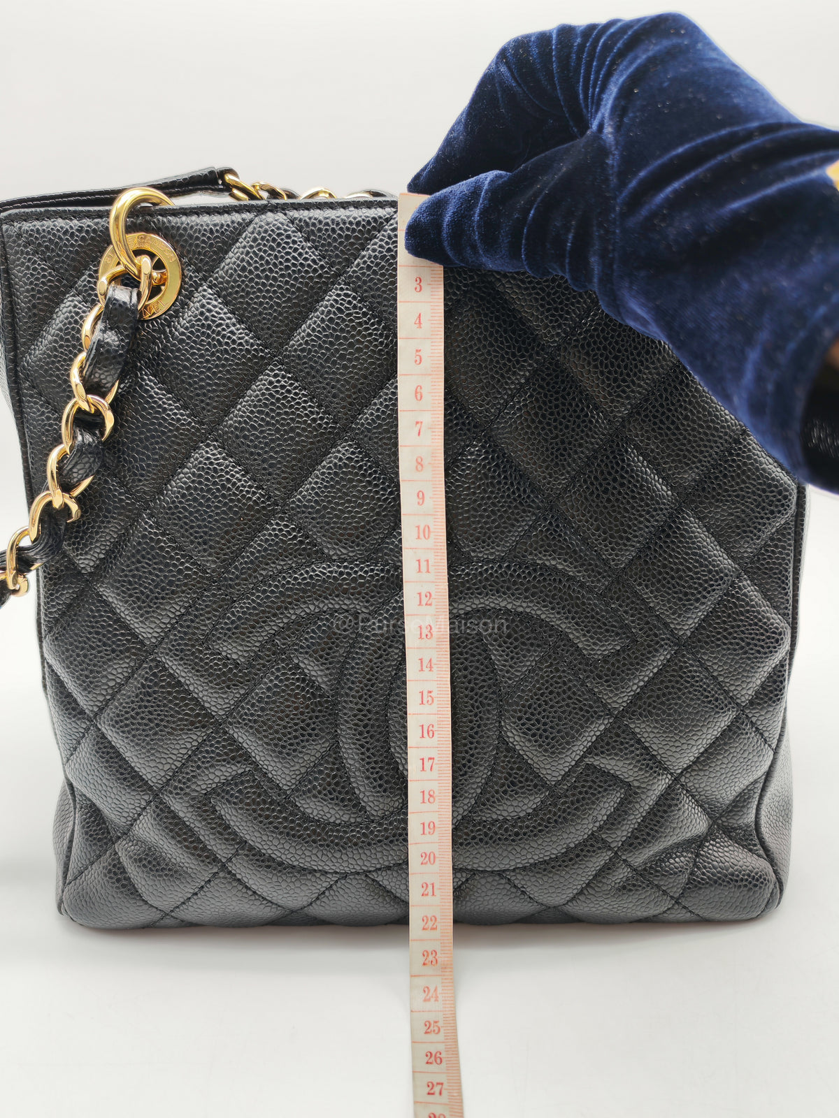 Chanel Petite Shopping Tote (PST) in Black Caviar Leather and Gold Hardware Series 14 | Purse Maison Luxury Bags Shop