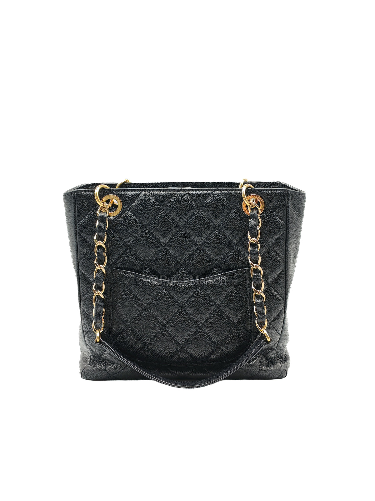 Chanel Petite Shopping Tote (PST) in Black Caviar Leather and Gold Hardware Series 14 | Purse Maison Luxury Bags Shop