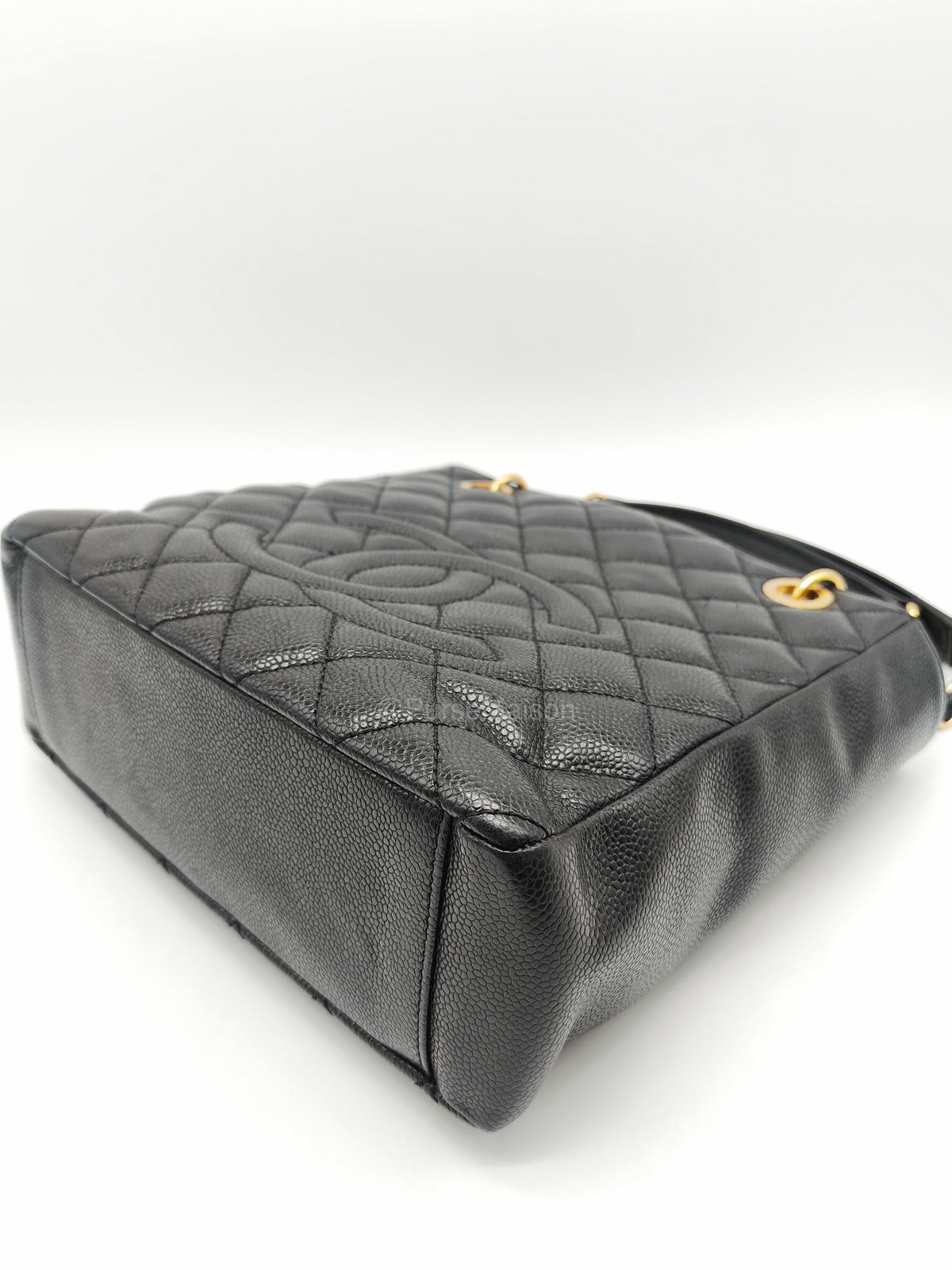 Chanel Petite Shopping Tote (PST) in Black Caviar Leather and Gold Hardware Series 14 | Purse Maison Luxury Bags Shop