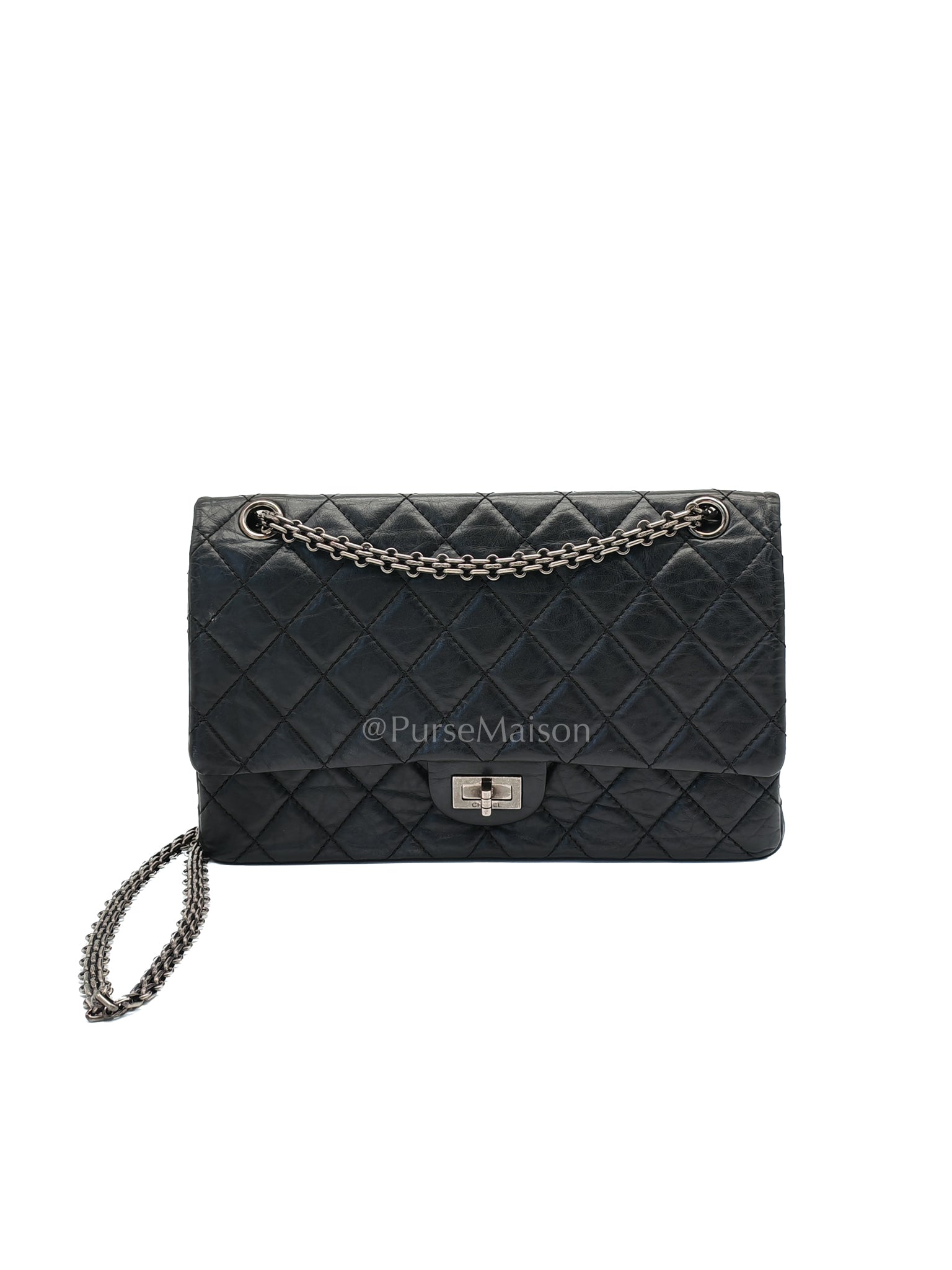 Reissue 2.55 Medium Distressed Calfskin Leather in Ruthenium Hardware Series 15 | Purse Maison Luxury Bags Shop