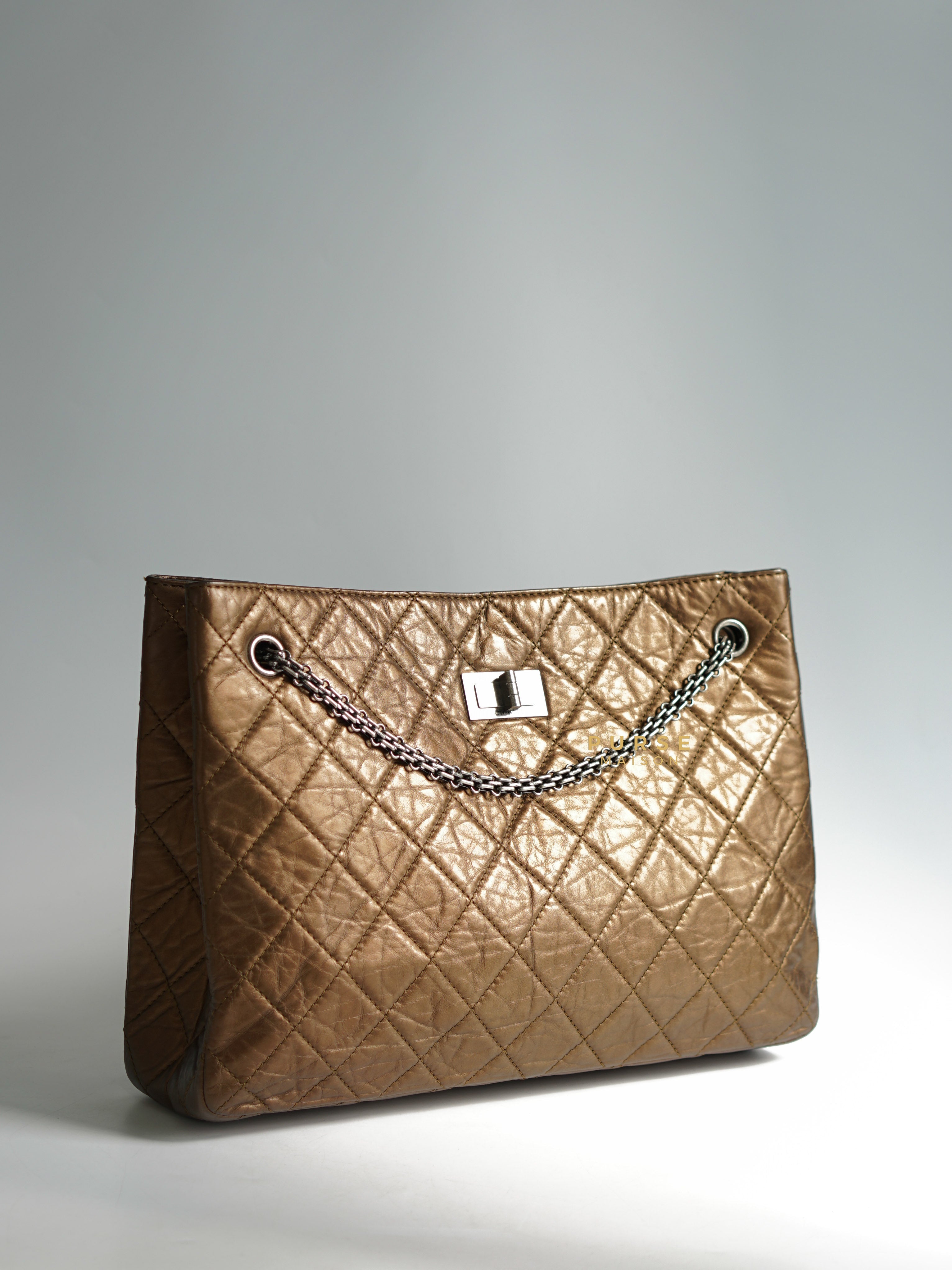 Chanel Reissue Bronze Quilted Distressed Calfskin Leather Tote Bag Series 12 | Purse Maison Luxury Bags Shop