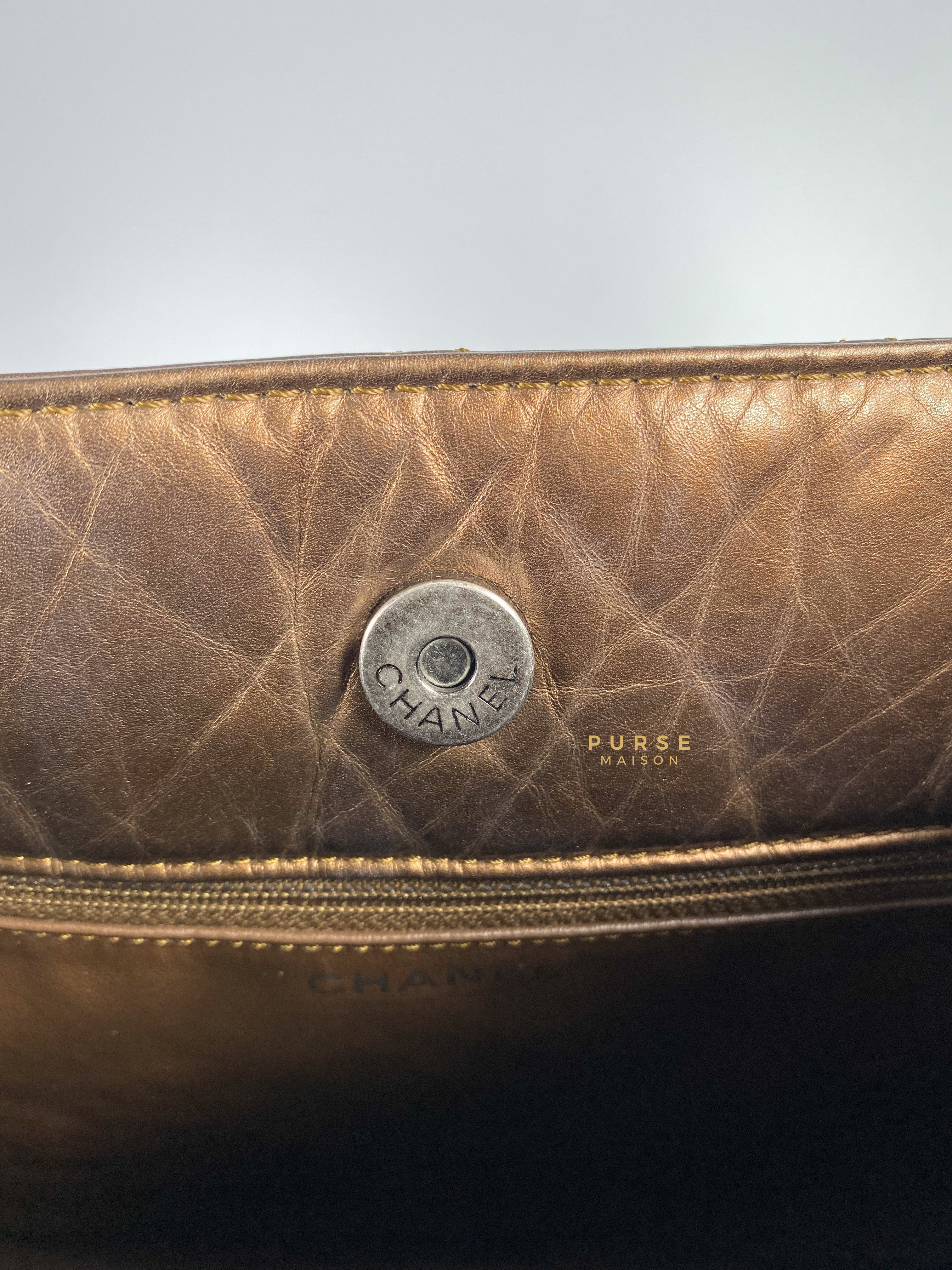 Chanel Reissue Bronze Quilted Distressed Calfskin Leather Tote Bag Series 12 | Purse Maison Luxury Bags Shop