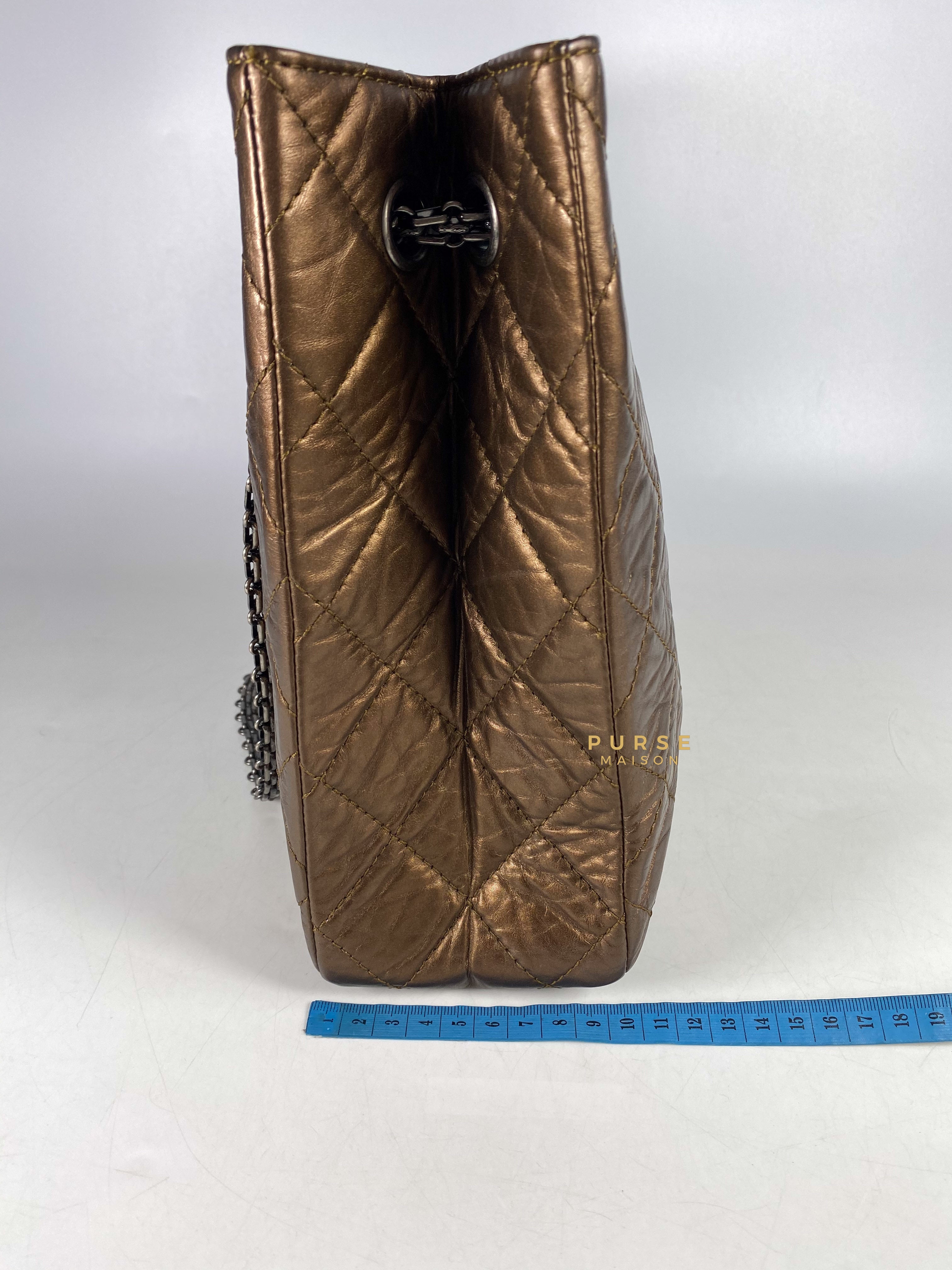 Chanel Reissue Bronze Quilted Distressed Calfskin Leather Tote Bag Series 12 | Purse Maison Luxury Bags Shop