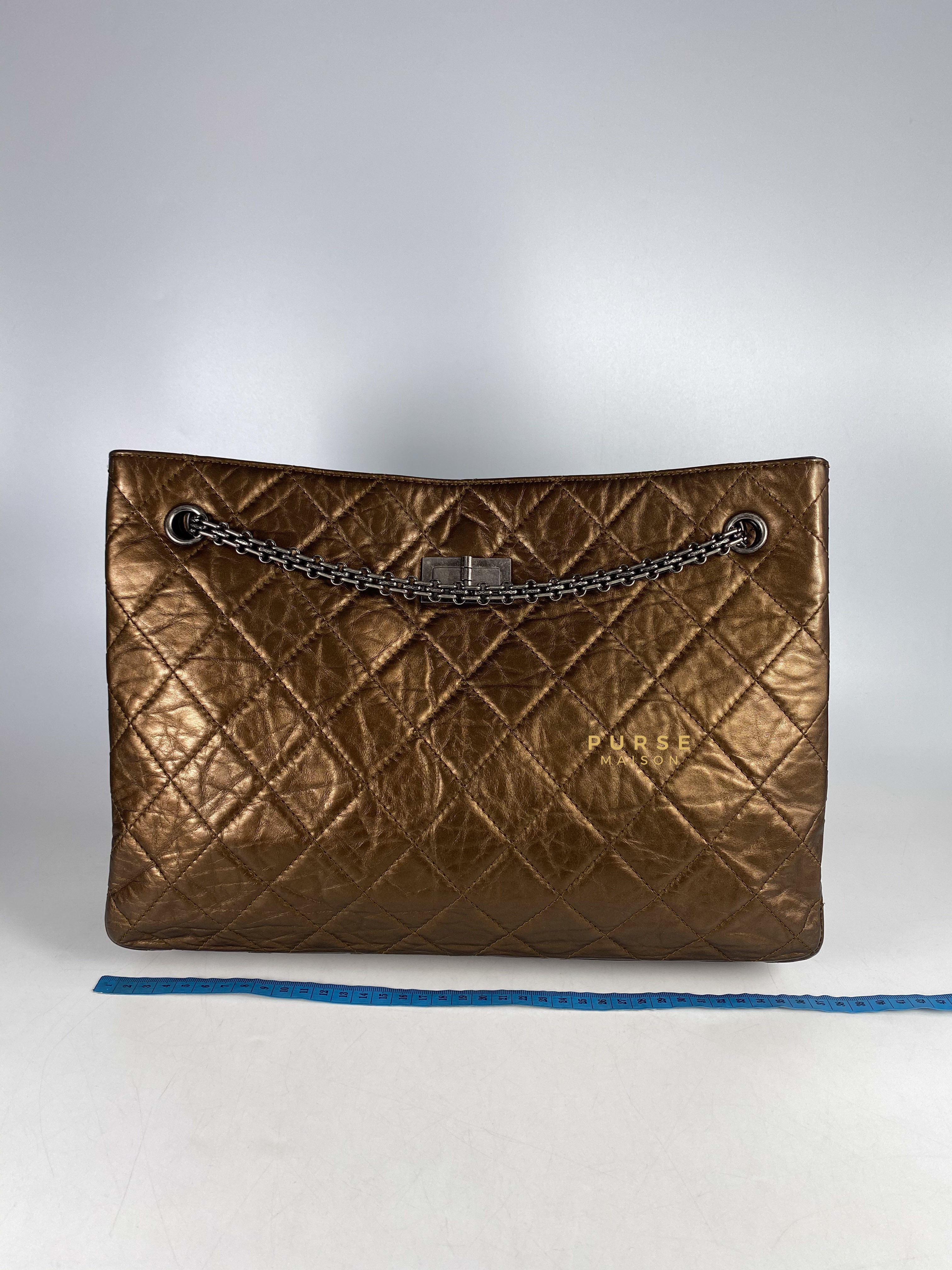 Chanel Reissue Bronze Quilted Distressed Calfskin Leather Tote Bag Series 12 | Purse Maison Luxury Bags Shop