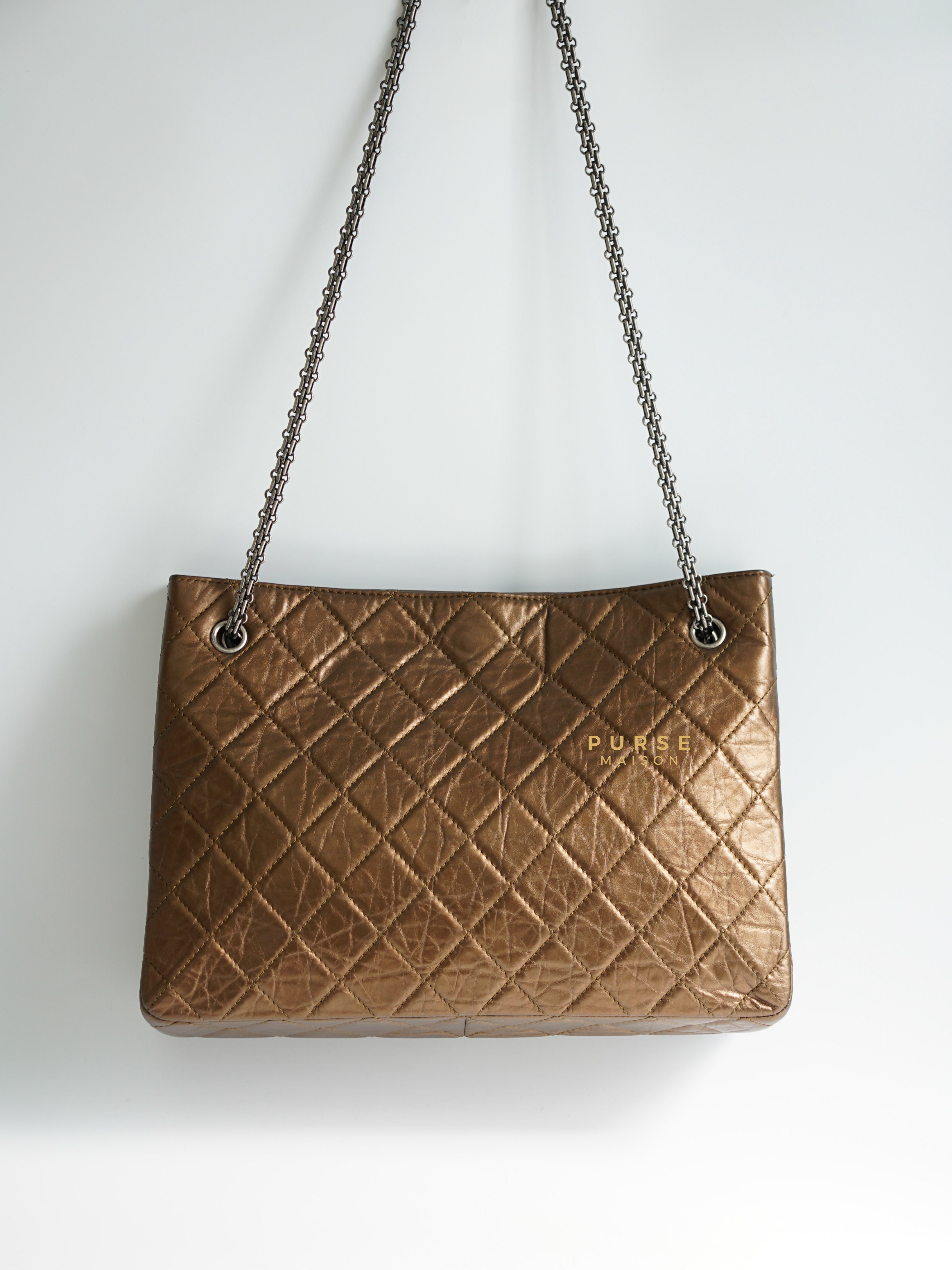 Chanel Reissue Bronze Quilted Distressed Calfskin Leather Tote Bag Series 12 | Purse Maison Luxury Bags Shop