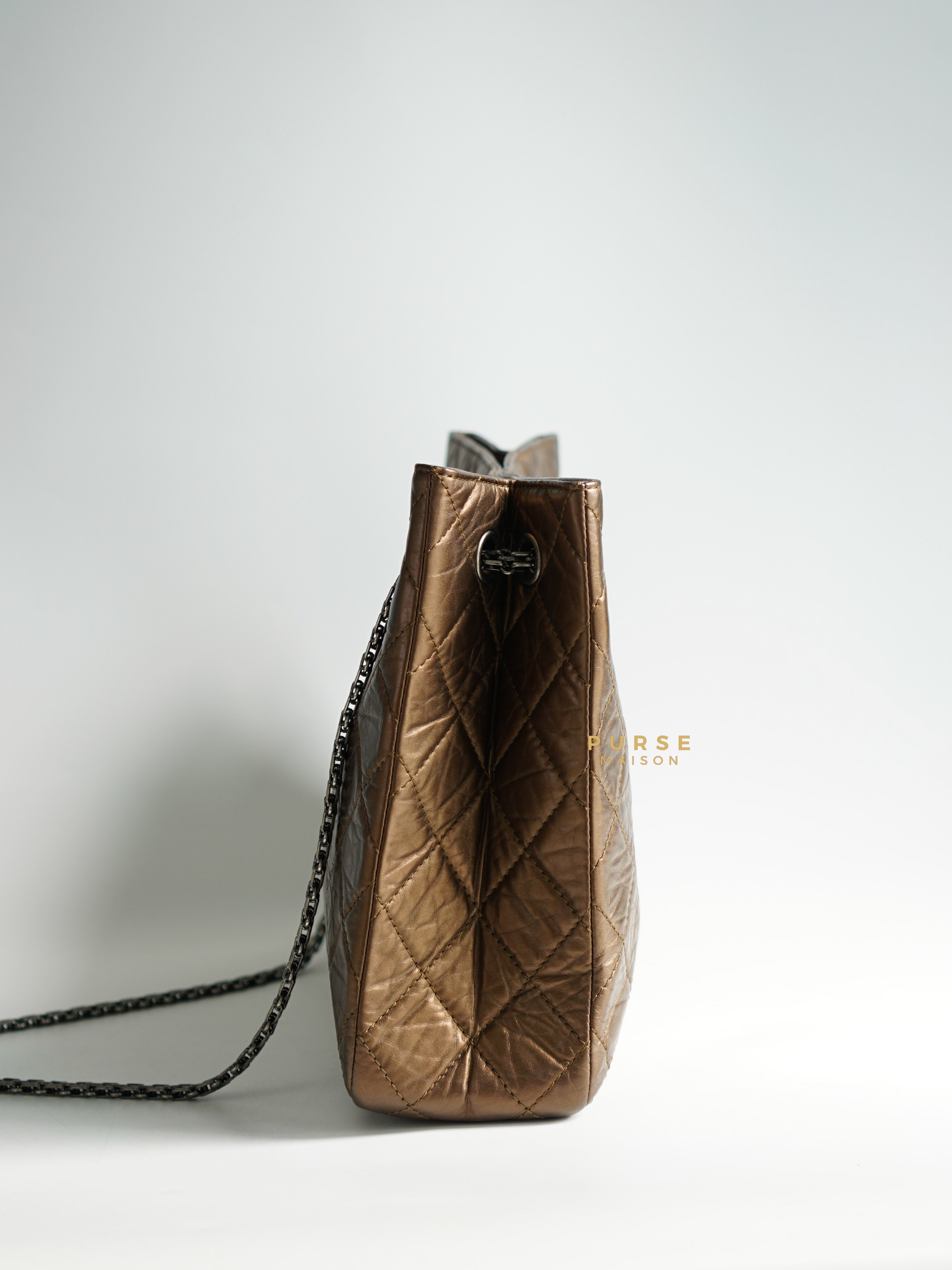 Chanel Reissue Bronze Quilted Distressed Calfskin Leather Tote Bag Series 12 | Purse Maison Luxury Bags Shop