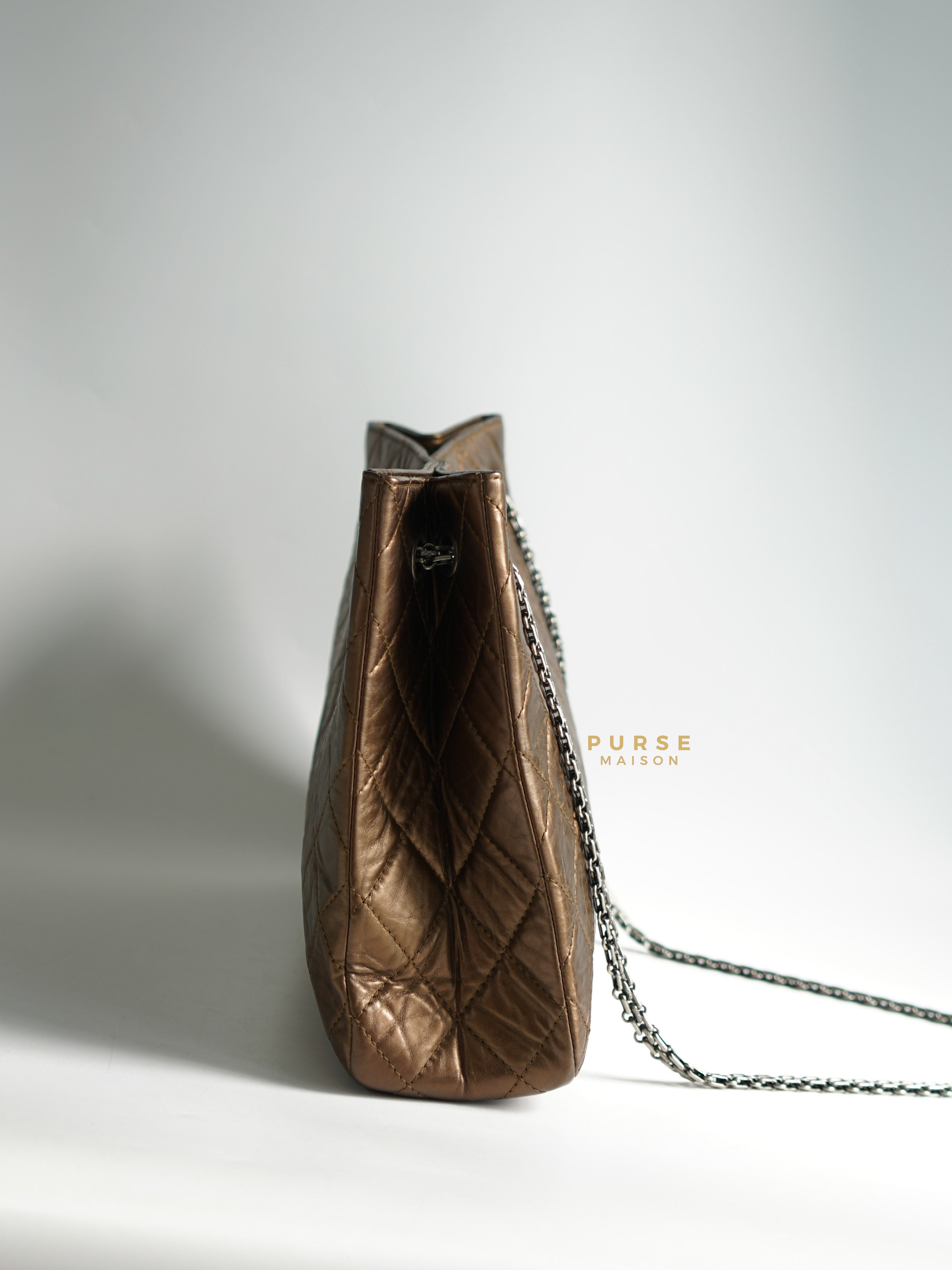 Chanel Reissue Bronze Quilted Distressed Calfskin Leather Tote Bag Series 12 | Purse Maison Luxury Bags Shop