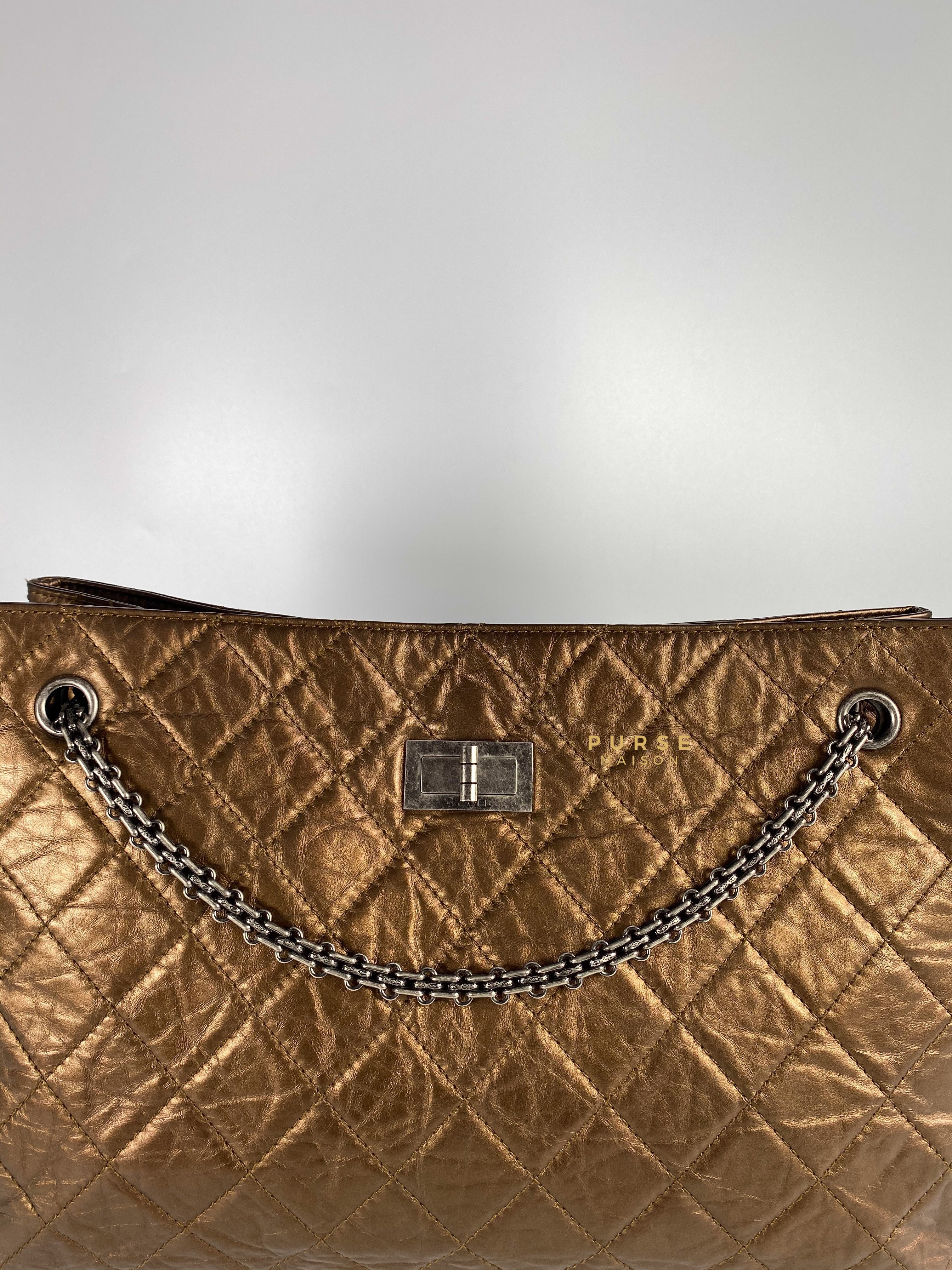 Chanel Reissue Bronze Quilted Distressed Calfskin Leather Tote Bag Series 12 | Purse Maison Luxury Bags Shop