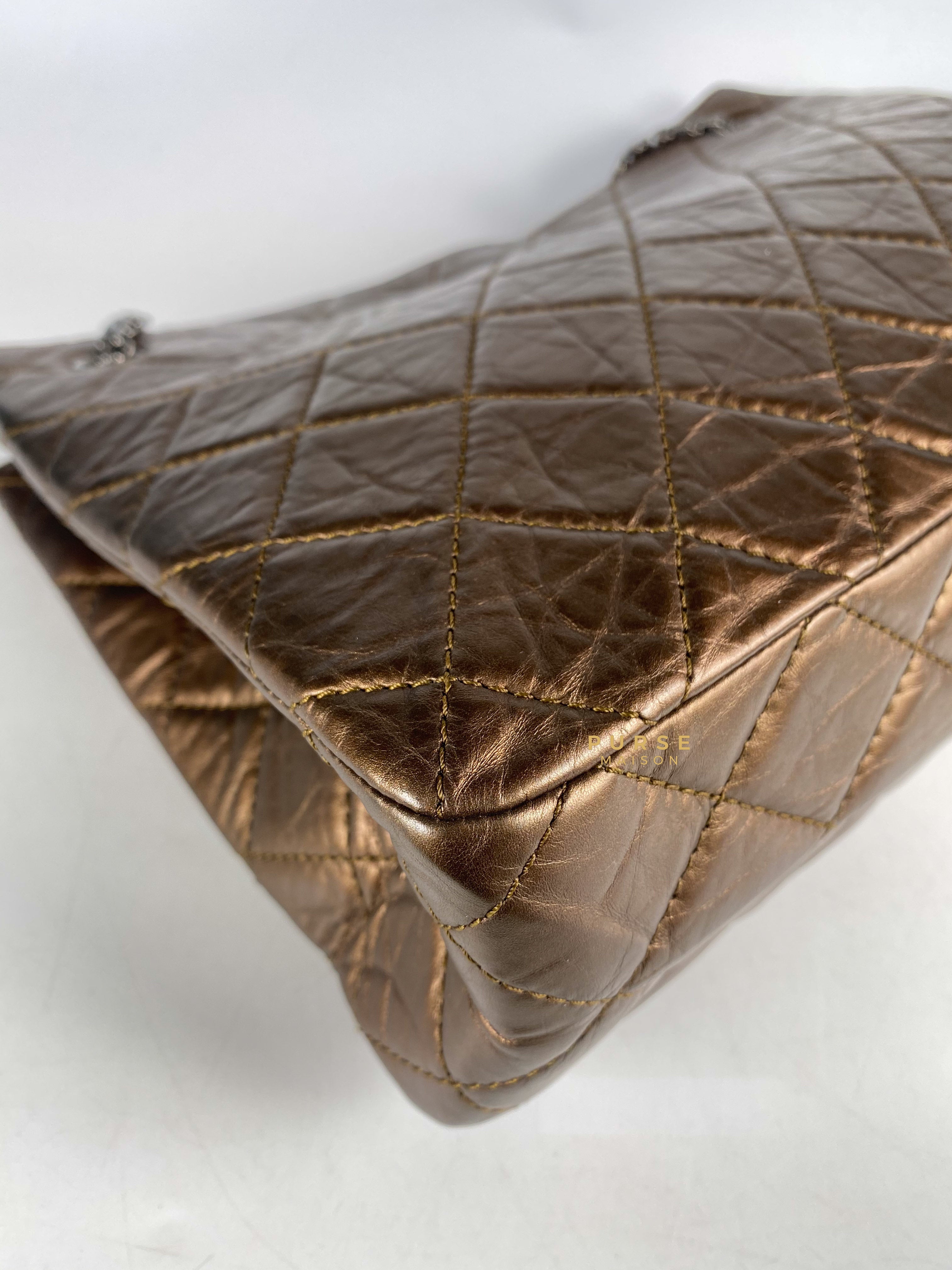 Chanel Reissue Bronze Quilted Distressed Calfskin Leather Tote Bag Series 12 | Purse Maison Luxury Bags Shop