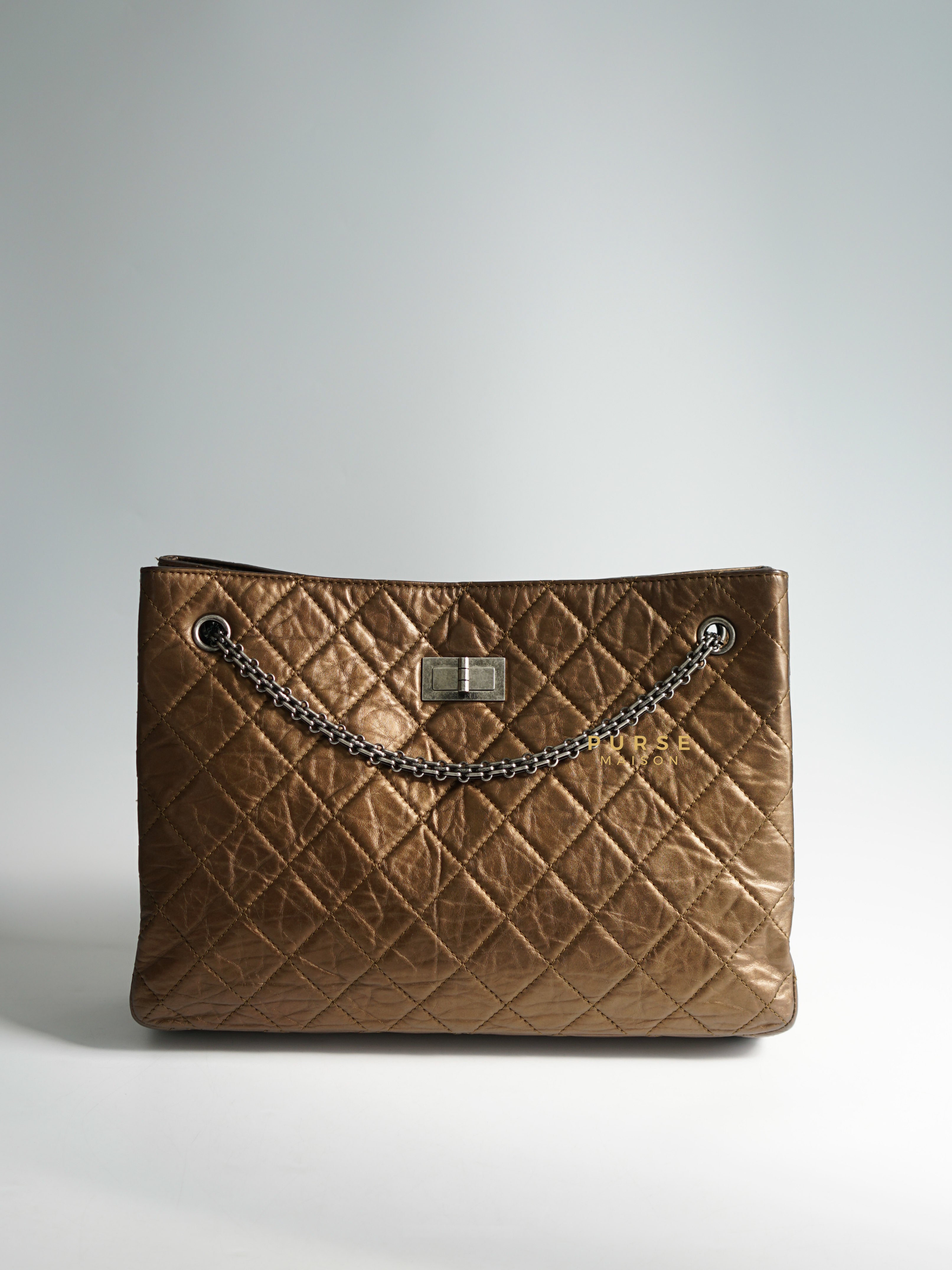 Chanel Reissue Bronze Quilted Distressed Calfskin Leather Tote Bag Series 12 | Purse Maison Luxury Bags Shop
