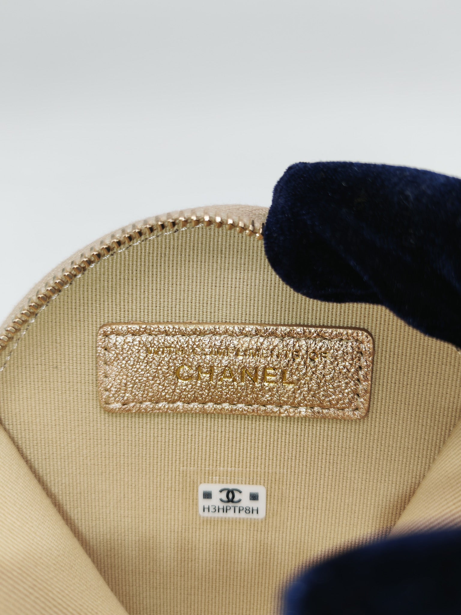 Chanel Round Clip-on Coin Purse and Airpods Case Set in Metallic Gold Quilted Lambskin Leather and Light Gold Hardware Microchip | Purse Maison Luxury Bags Shop
