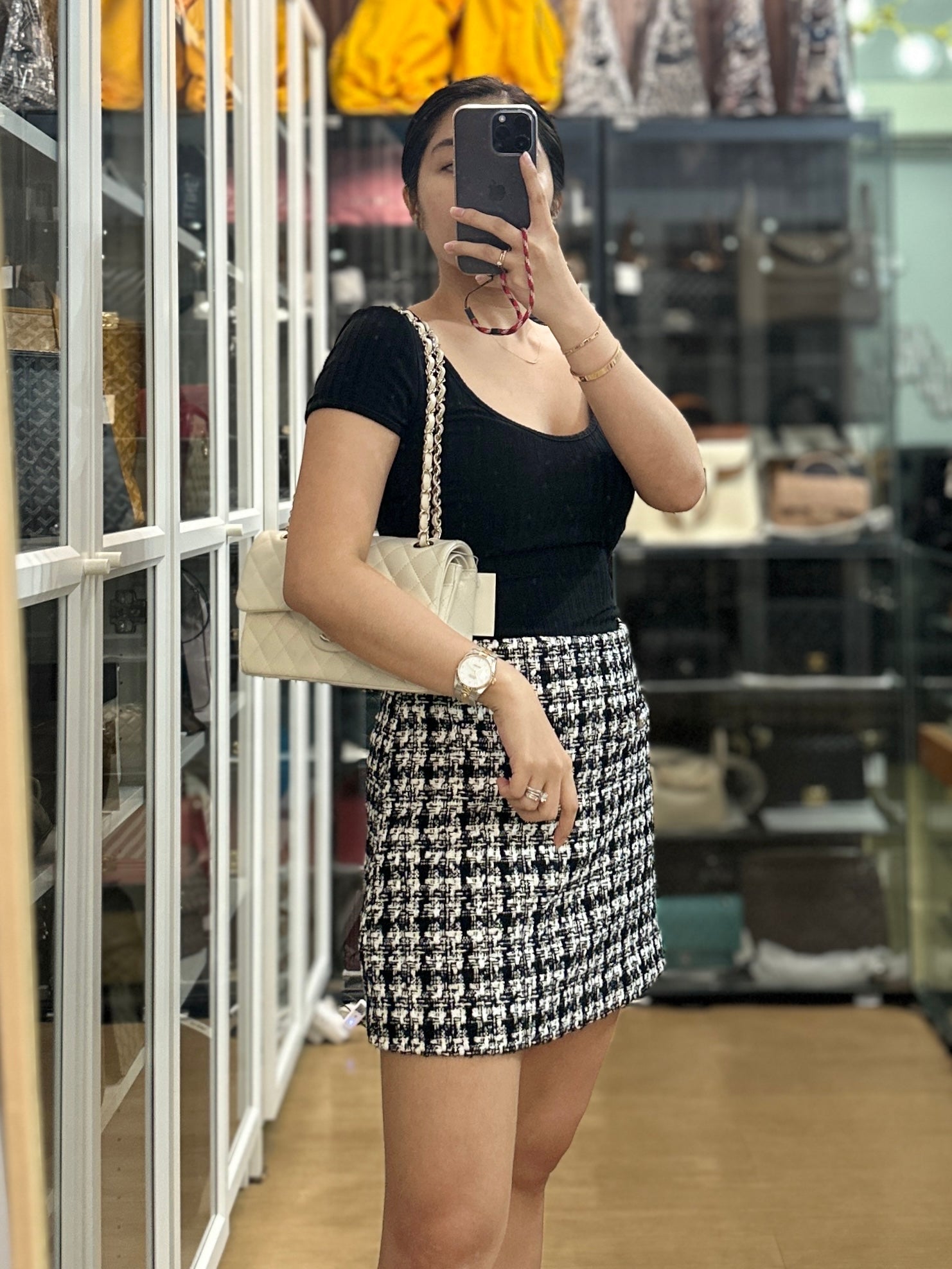 Chanel Small Classic Double Flap Ivory Caviar Leather and Light Gold Hardware (Microchip) | Purse Maison Luxury Bags Shop