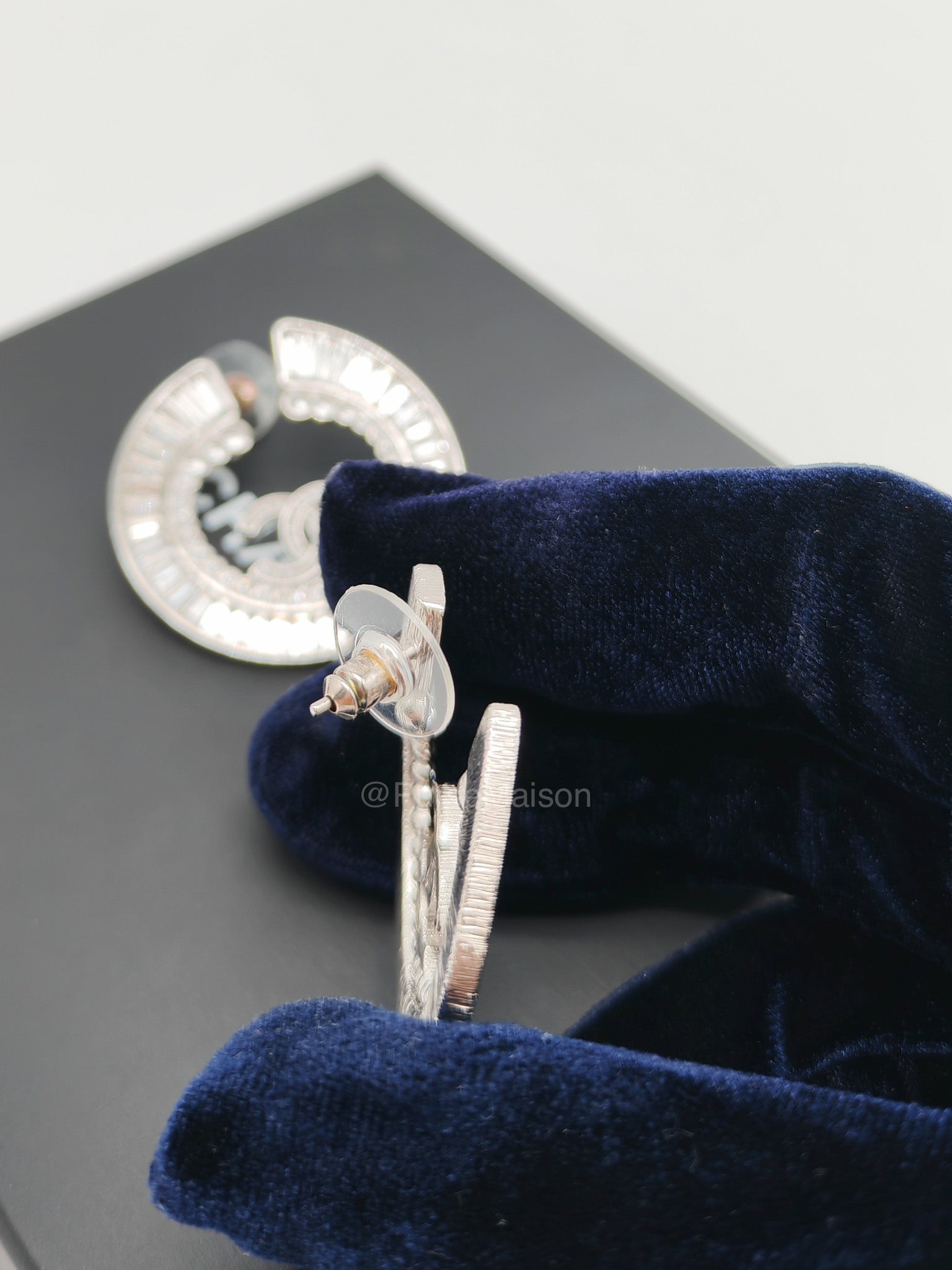 Chanel Strass Baguette Round Hoop Earrings | Purse Maison Luxury Bags Shop