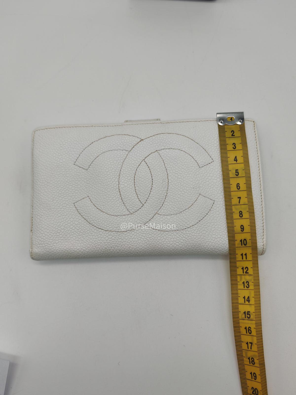 Chanel Timeless CC Long Bifold Wallet in White Caviar Leather and Gold Hardware Series 5 | Purse Maison Luxury Bags Shop