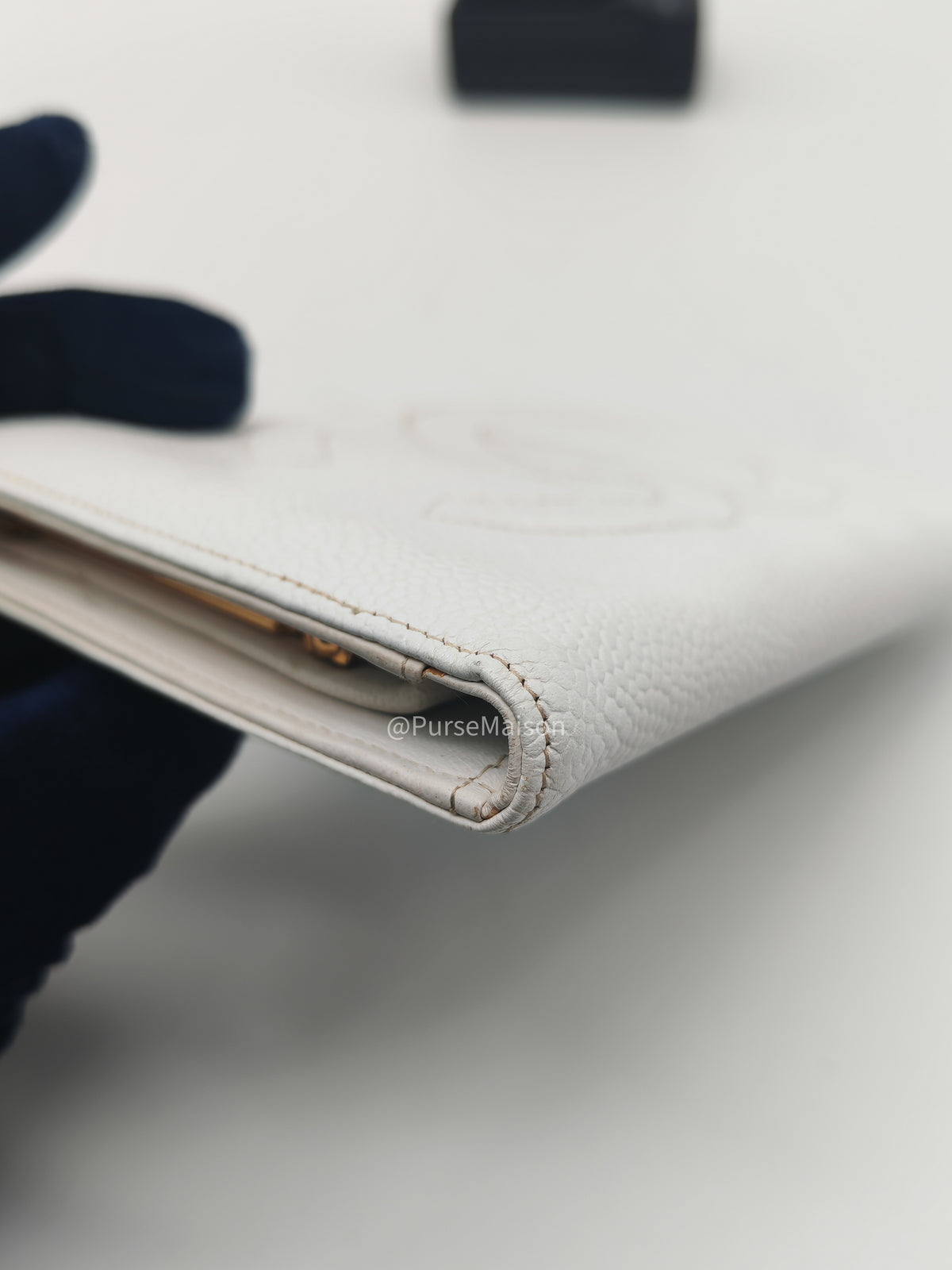 Chanel Timeless CC Long Bifold Wallet in White Caviar Leather and Gold Hardware Series 5 | Purse Maison Luxury Bags Shop