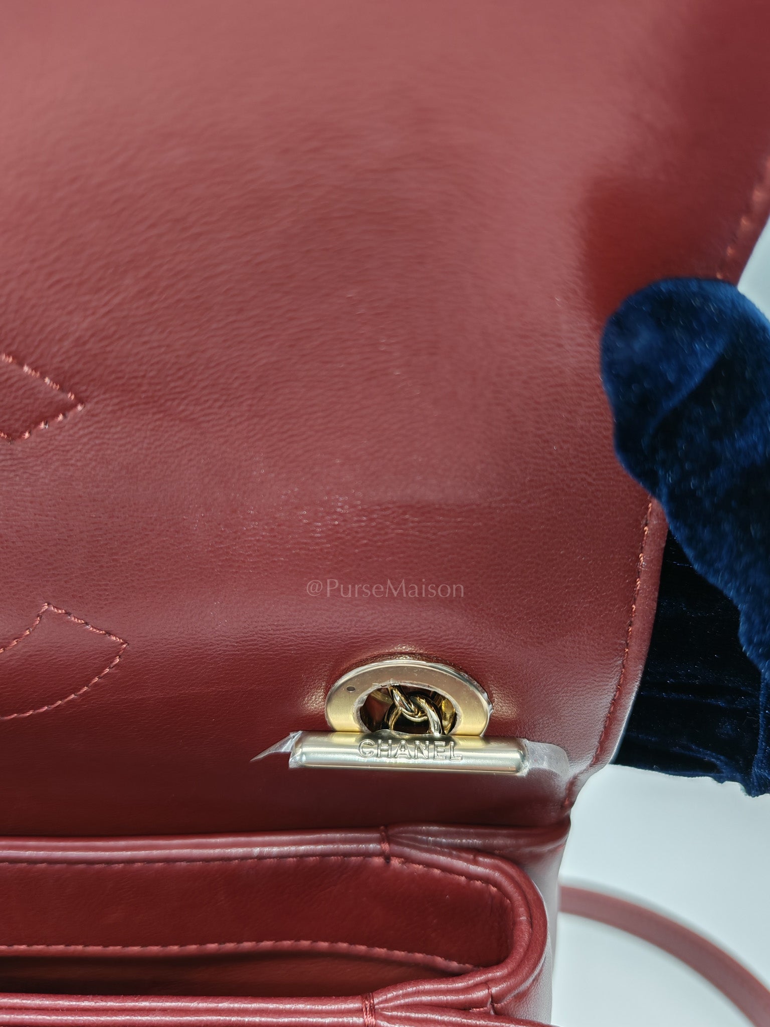 Chanel Trendy CC Top Handle Small in Burgundy Lambskin Leather Light Gold Hardware (Series 28) | Purse Maison Luxury Bags Shop