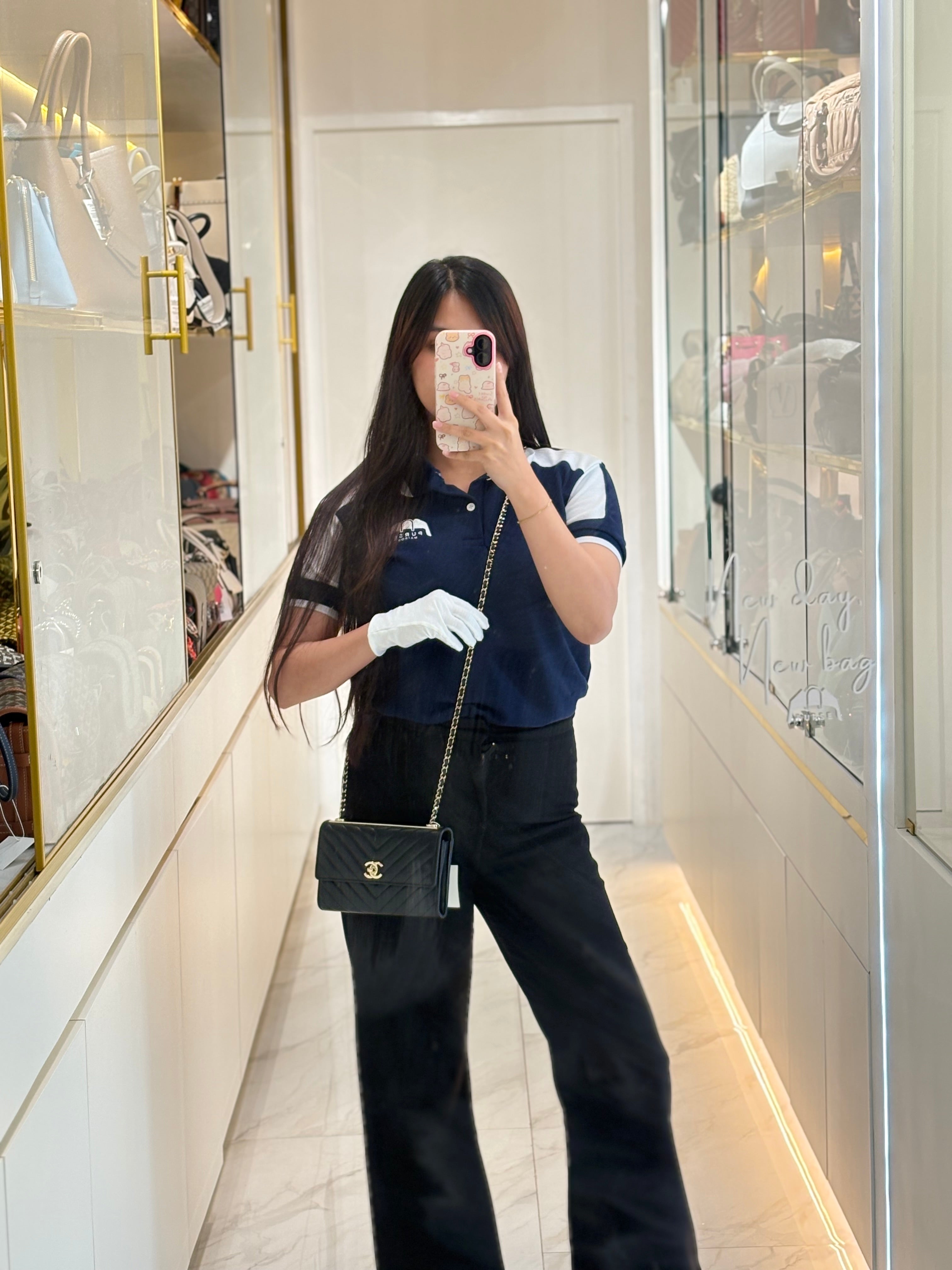 Chanel Trendy Wallet on Chain(WOC) Black Lambskin Leather in Light Gold Hardware (Series 25****00) | Purse Maison Luxury Bags Shop