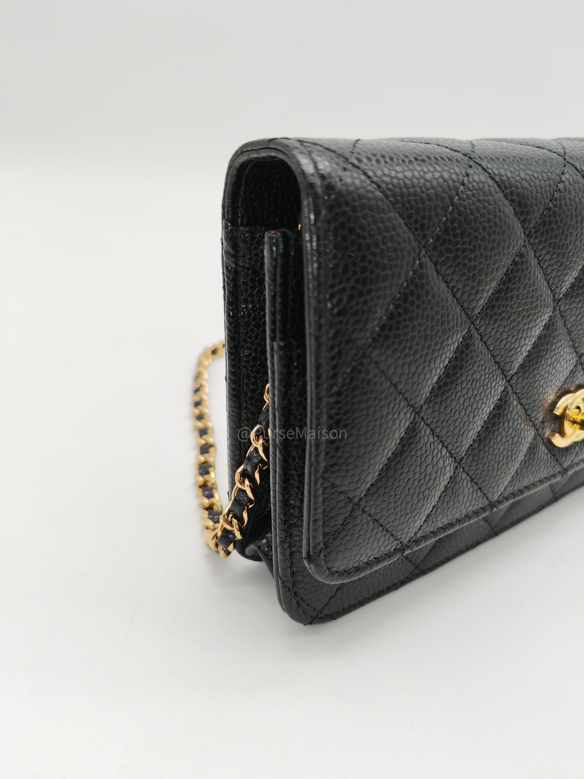 Chanel Turn Lock Wallet On Chain (WOC) in Black Caviar Leather Gold Hardware Microchip (GG****2G) | Purse Maison Luxury Bags Shop