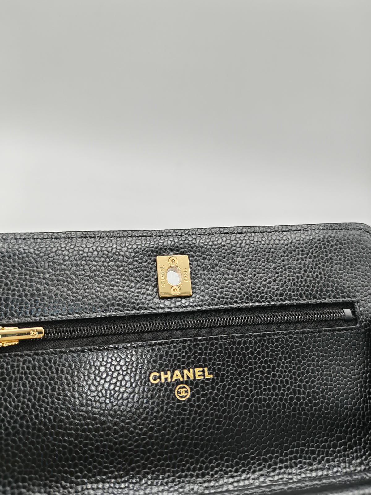 Chanel Turn Lock Wallet On Chain (WOC) in Black Caviar Leather Gold Hardware Microchip (GG****2G) | Purse Maison Luxury Bags Shop