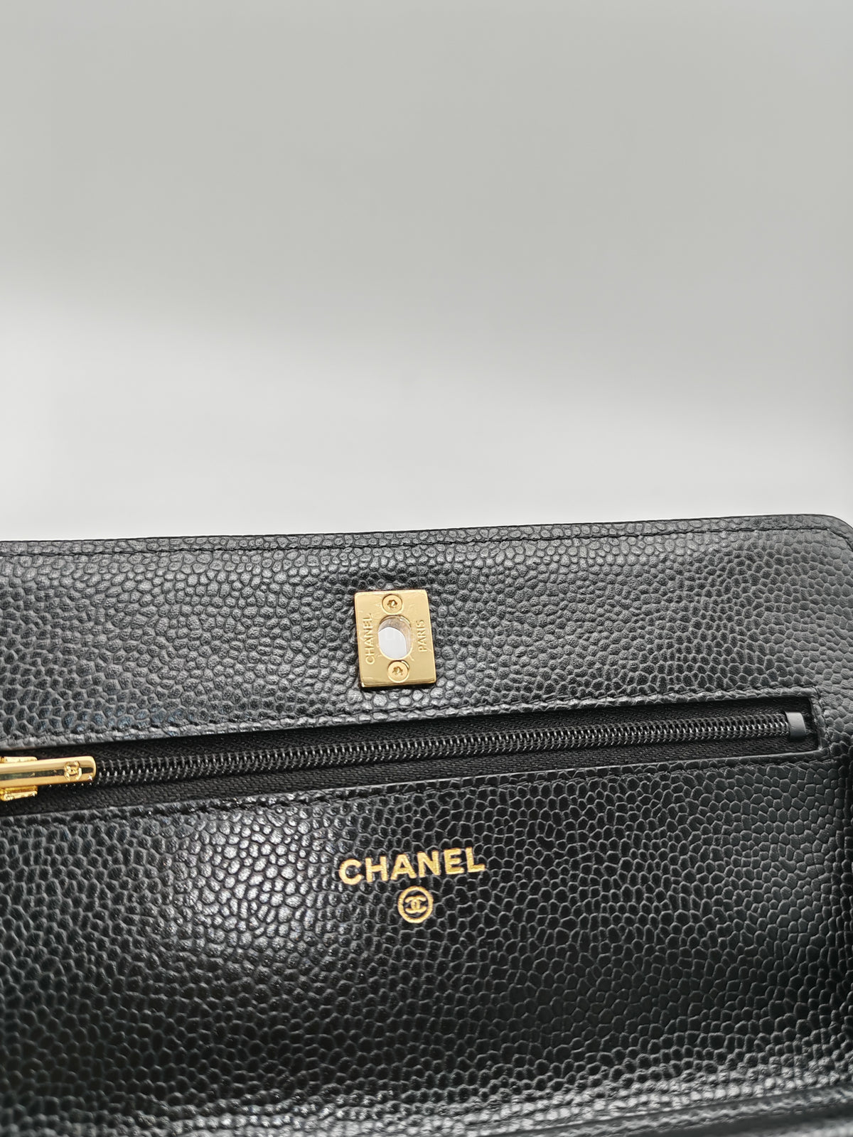 Chanel Turn Lock Wallet On Chain (WOC) in Black Caviar Leather Gold Hardware Microchip (GG****2G) | Purse Maison Luxury Bags Shop