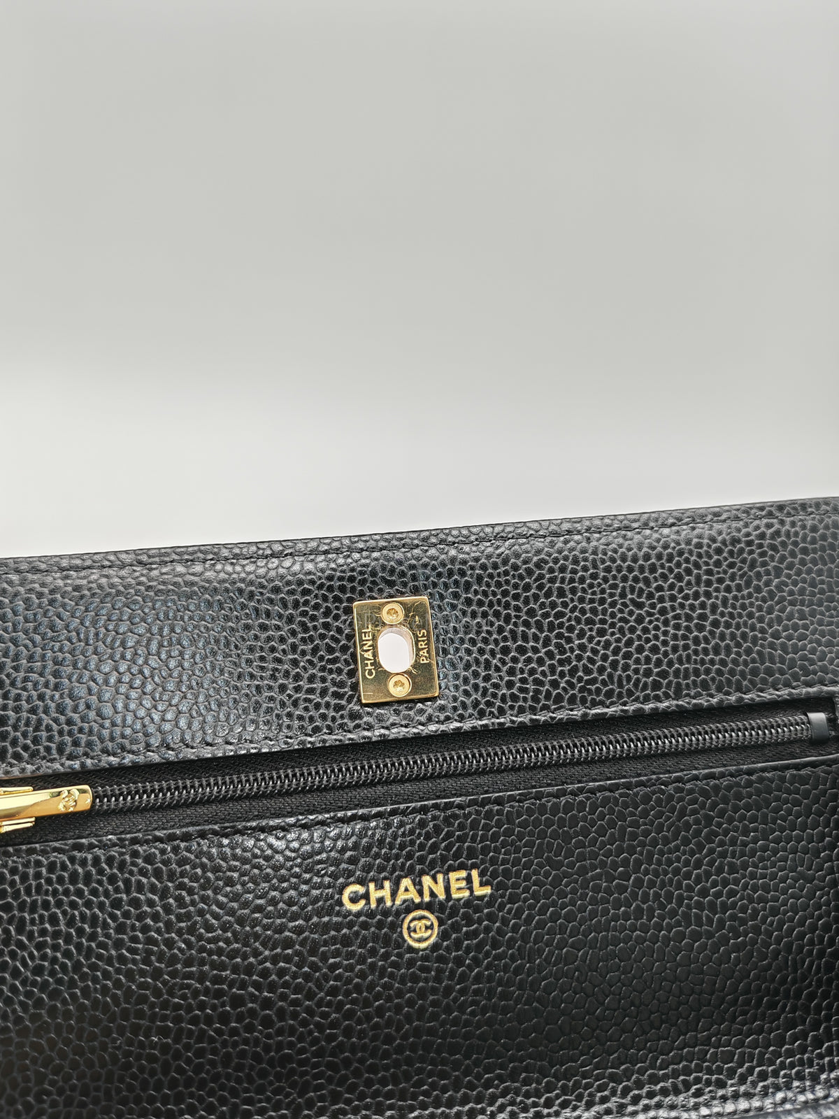 Chanel Turn Lock Wallet On Chain (WOC) in Black Caviar Leather Gold Hardware Microchip (GG****2G) | Purse Maison Luxury Bags Shop