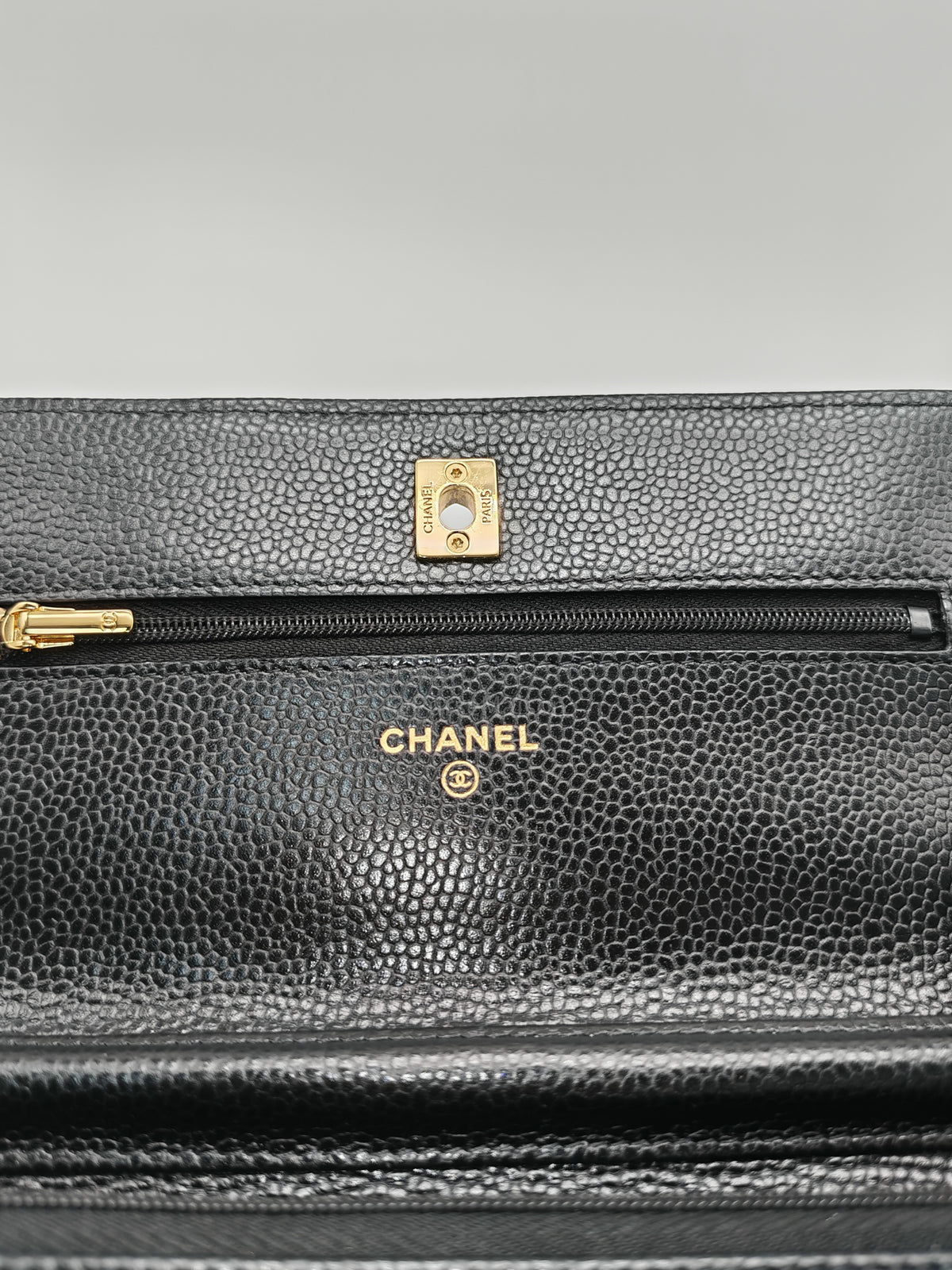 Chanel Turn Lock Wallet On Chain (WOC) in Black Caviar Leather Gold Hardware Microchip (GG****2G) | Purse Maison Luxury Bags Shop