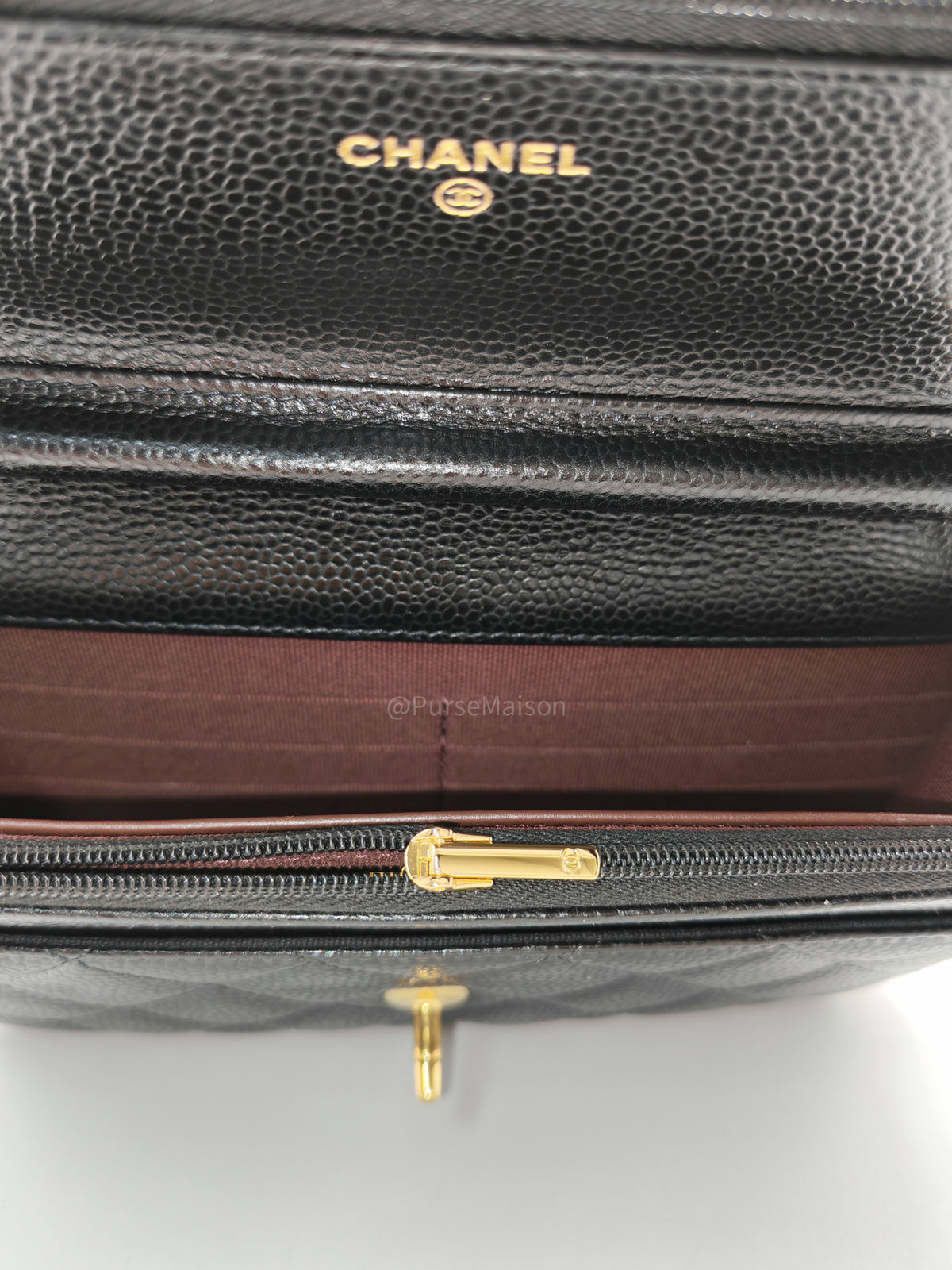 Chanel Turn Lock Wallet On Chain (WOC) in Black Caviar Leather Gold Hardware Microchip (GG****2G) | Purse Maison Luxury Bags Shop