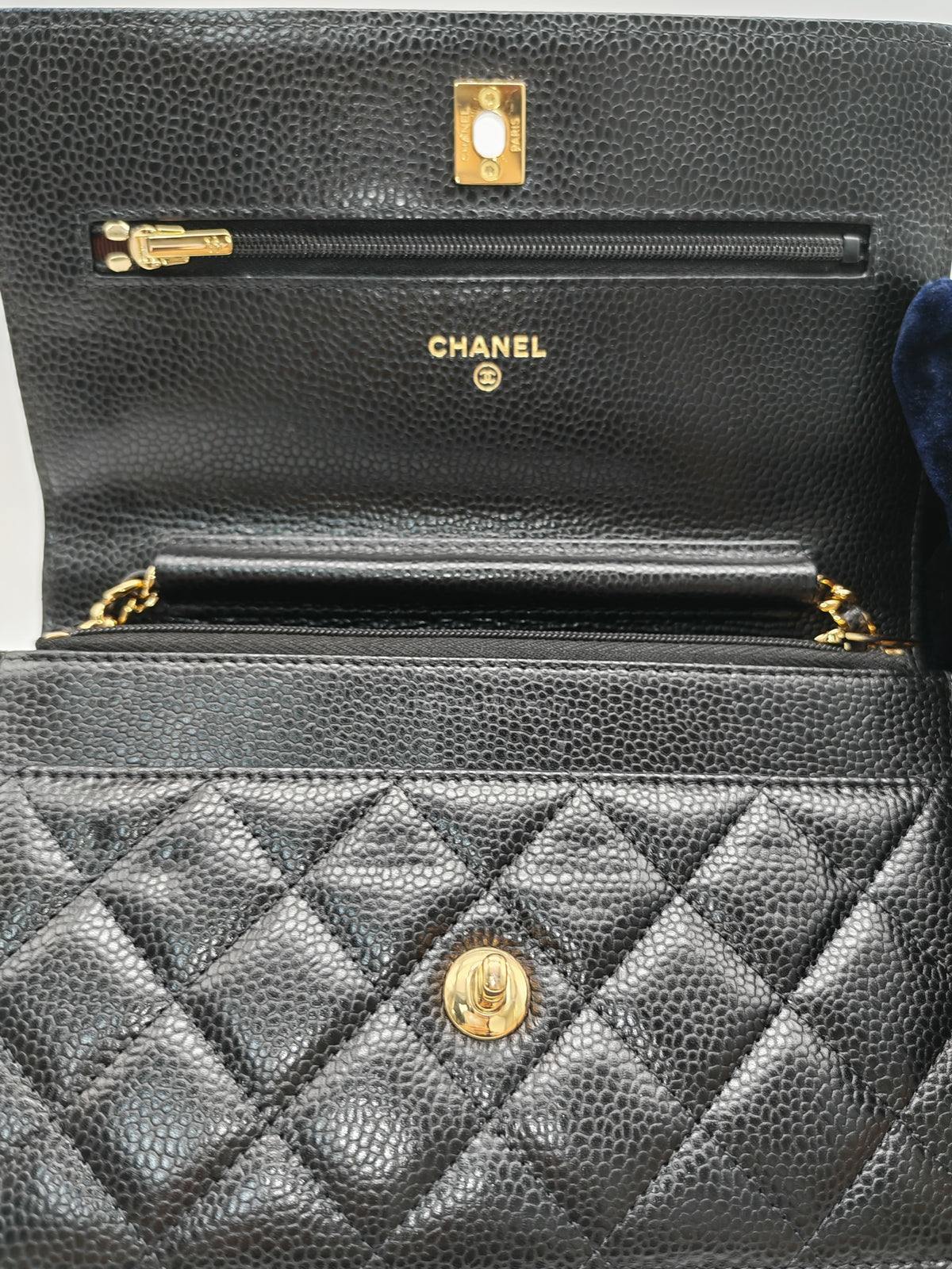 Chanel Turn Lock Wallet On Chain (WOC) in Black Caviar Leather Gold Hardware Microchip (GG****2G) | Purse Maison Luxury Bags Shop