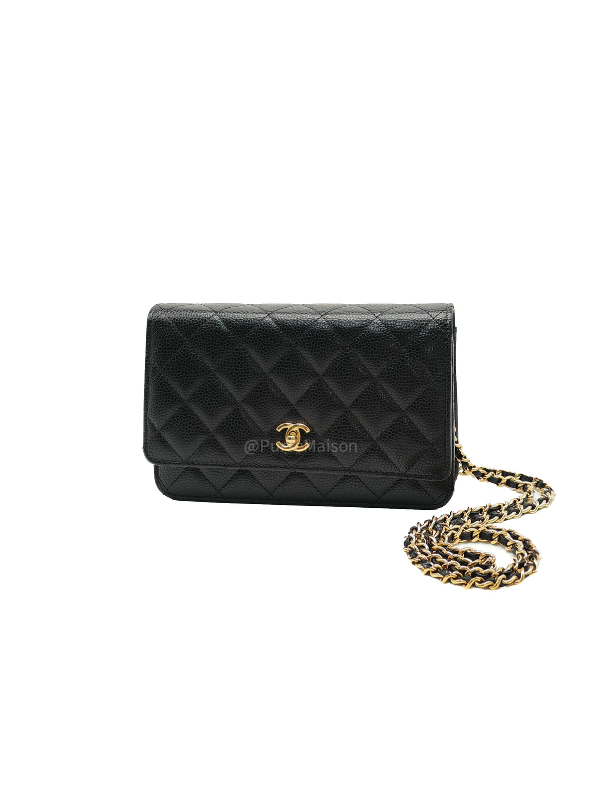 Chanel Turn Lock Wallet On Chain (WOC) in Black Caviar Leather Gold Hardware Microchip (GG****2G) | Purse Maison Luxury Bags Shop