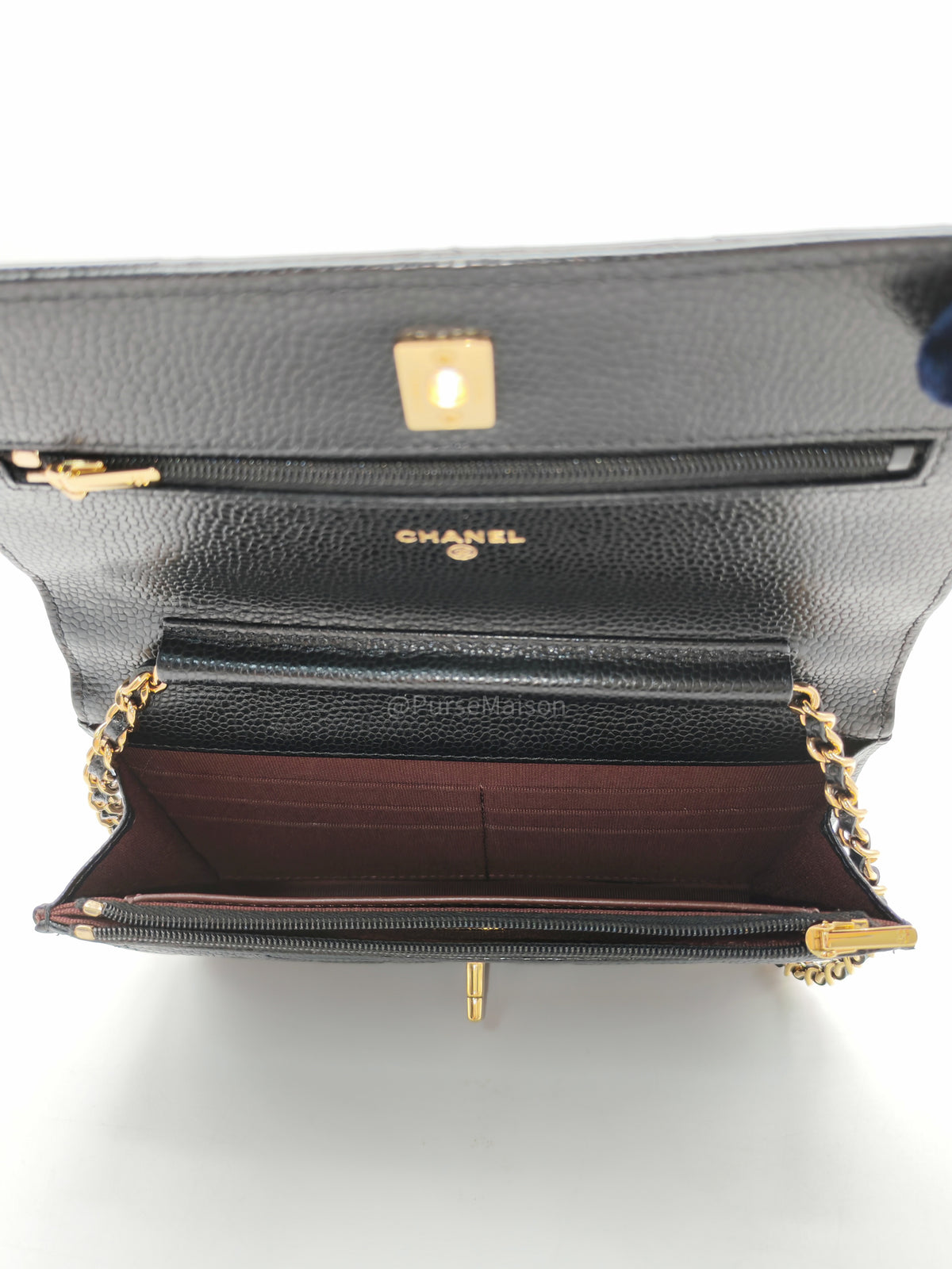Chanel Turn Lock Wallet On Chain (WOC) in Black Caviar Leather Gold Hardware Microchip (GG****2G) | Purse Maison Luxury Bags Shop