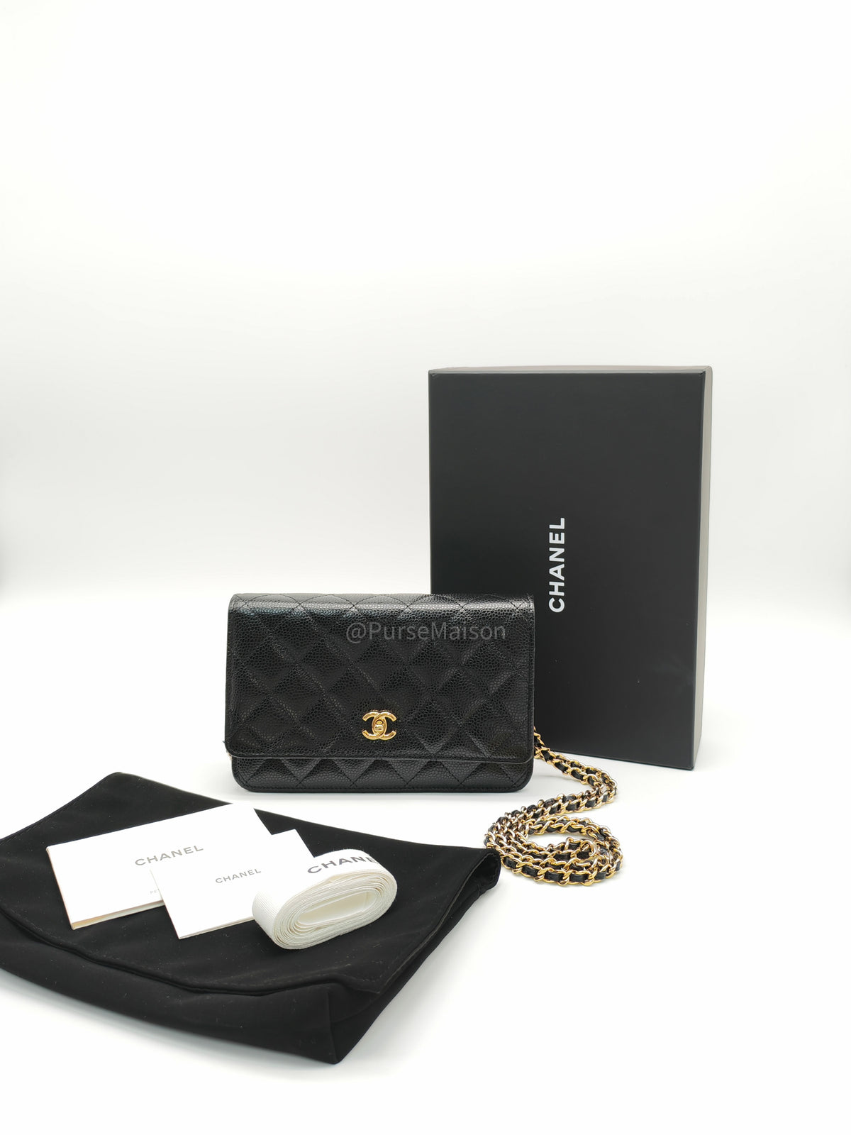 Chanel Turn Lock Wallet On Chain (WOC) in Black Caviar Leather Gold Hardware Microchip (GG****2G) | Purse Maison Luxury Bags Shop