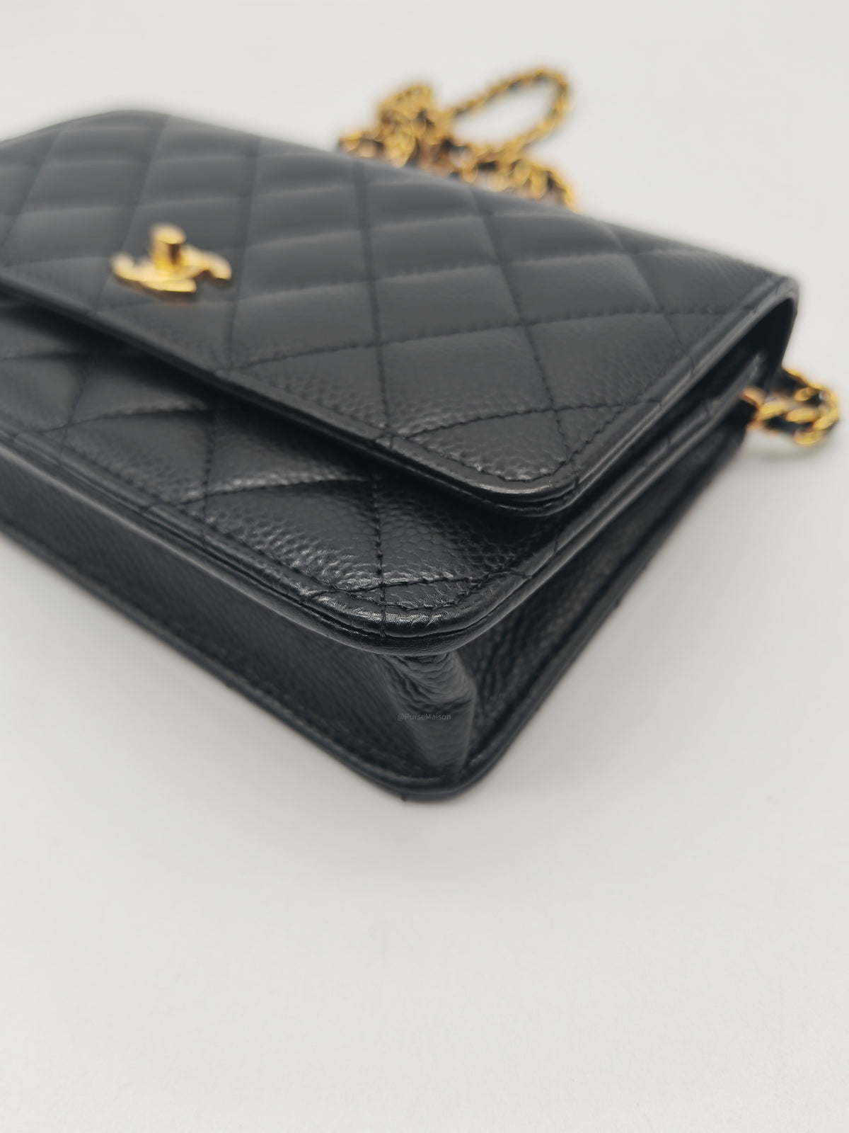 Chanel Turn Lock Wallet on Chain (WOC) in Black Caviar Leather Gold Hardware (Microchip) | Purse Maison Luxury Bags Shop