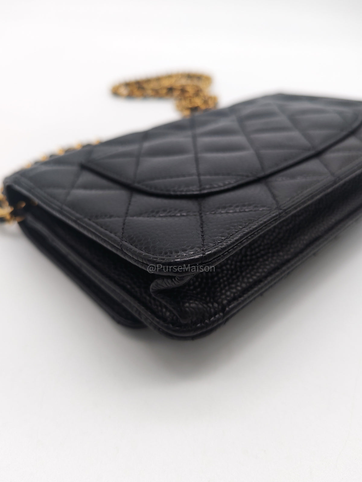 Chanel Turn Lock Wallet On Chain (WOC) in Black Caviar Leather Gold Hardware (Microchip) | Purse Maison Luxury Bags Shop