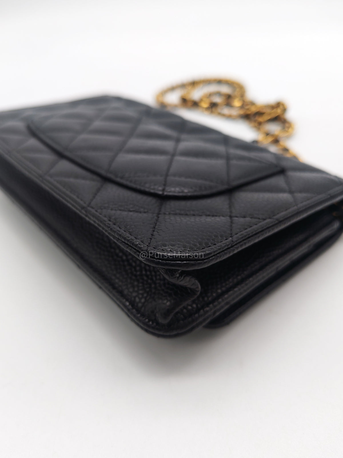 Chanel Turn Lock Wallet On Chain (WOC) in Black Caviar Leather Gold Hardware (Microchip) | Purse Maison Luxury Bags Shop