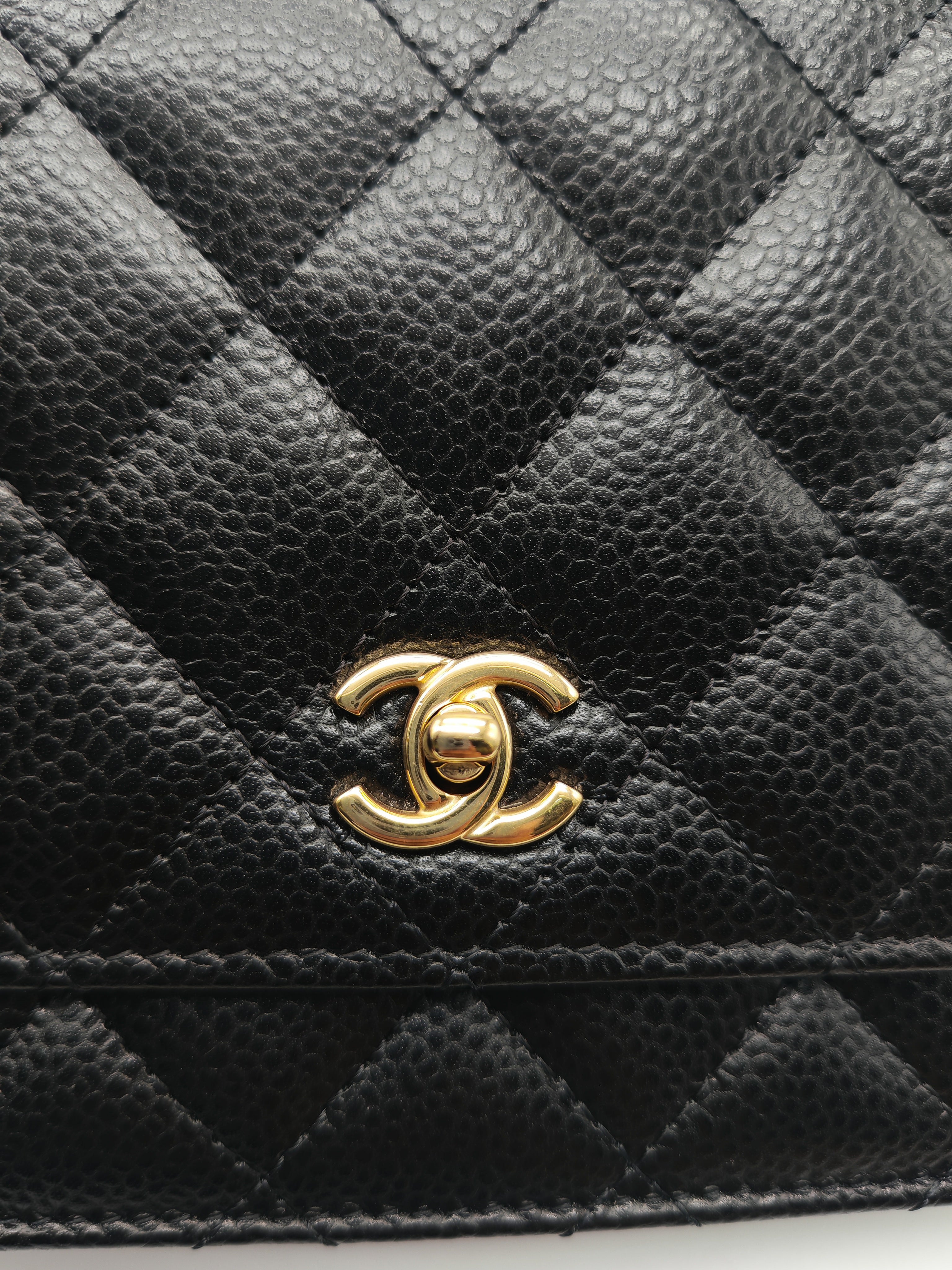 Chanel Turn Lock Wallet on Chain (WOC) in Black Caviar Leather Gold Hardware (Microchip) | Purse Maison Luxury Bags Shop