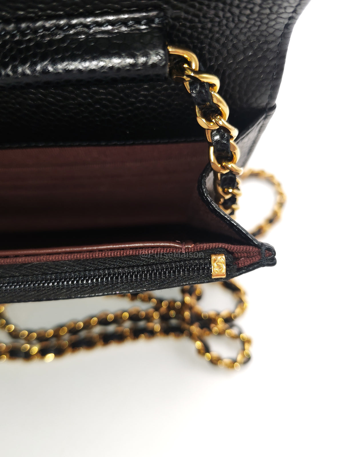 Chanel Turn Lock Wallet On Chain (WOC) in Black Caviar Leather Gold Hardware (Microchip) | Purse Maison Luxury Bags Shop