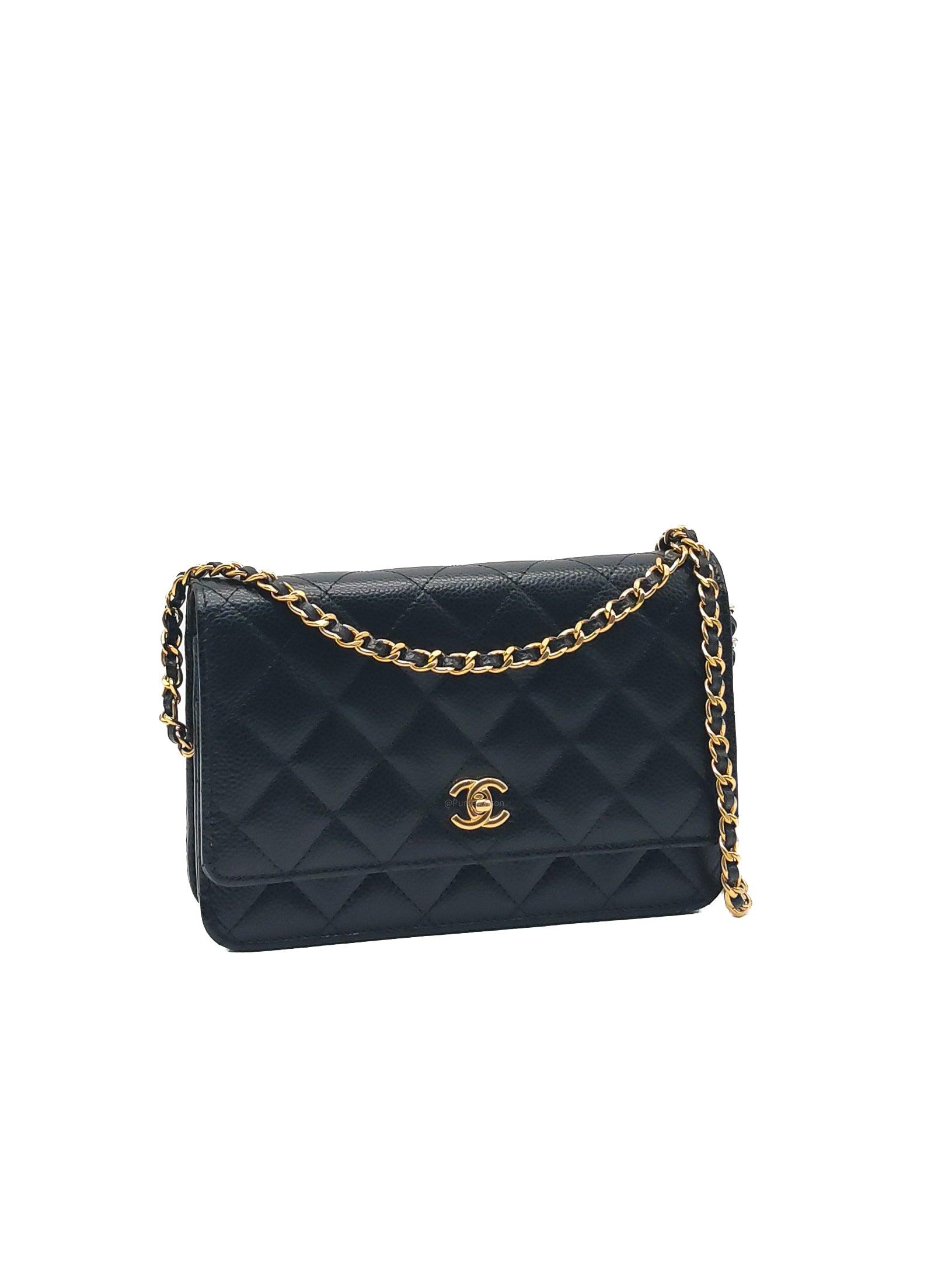 Chanel Turn Lock Wallet on Chain (WOC) in Black Caviar Leather Gold Hardware (Microchip) | Purse Maison Luxury Bags Shop