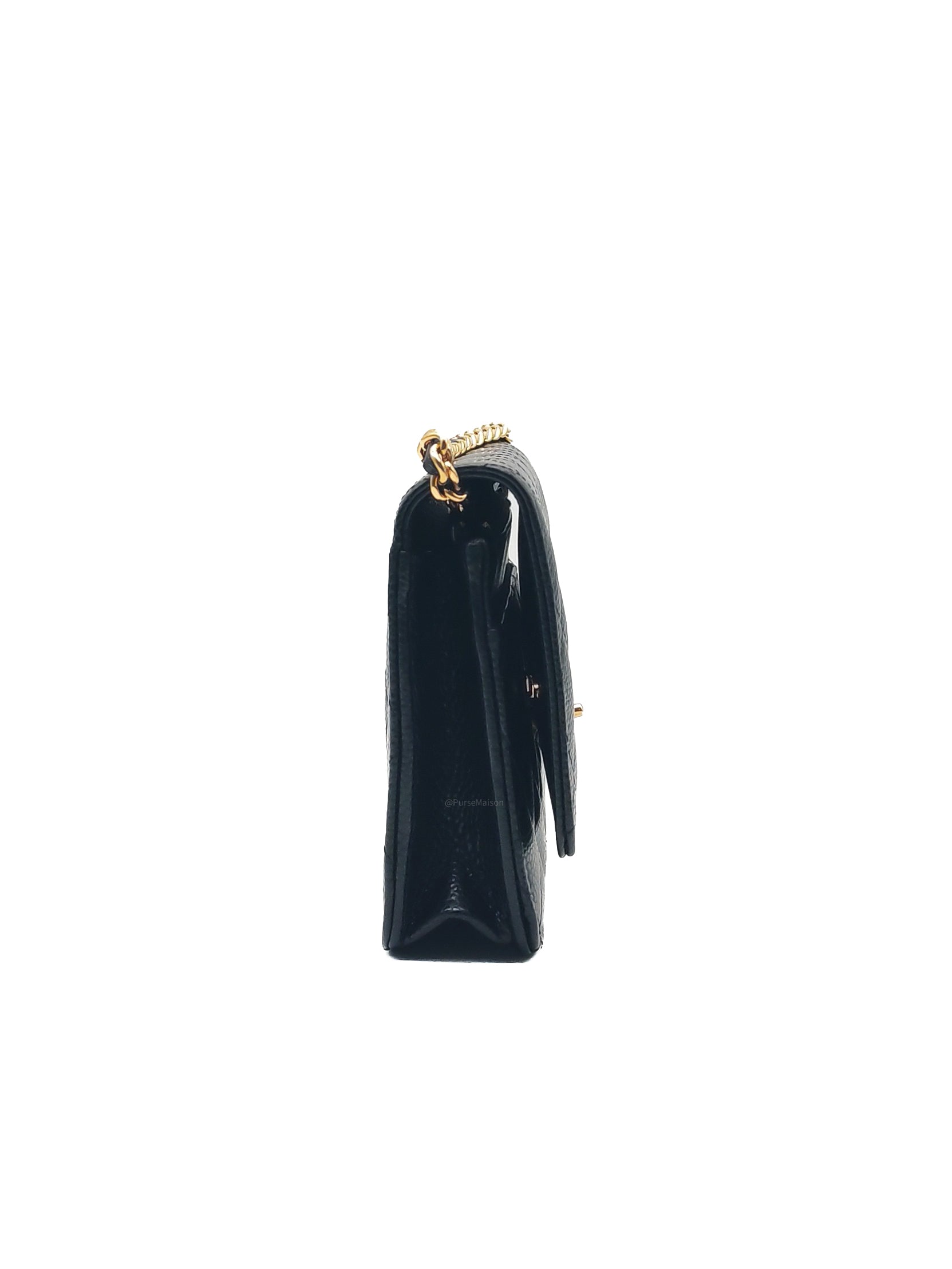 Chanel Turn Lock Wallet on Chain (WOC) in Black Caviar Leather Gold Hardware (Microchip) | Purse Maison Luxury Bags Shop