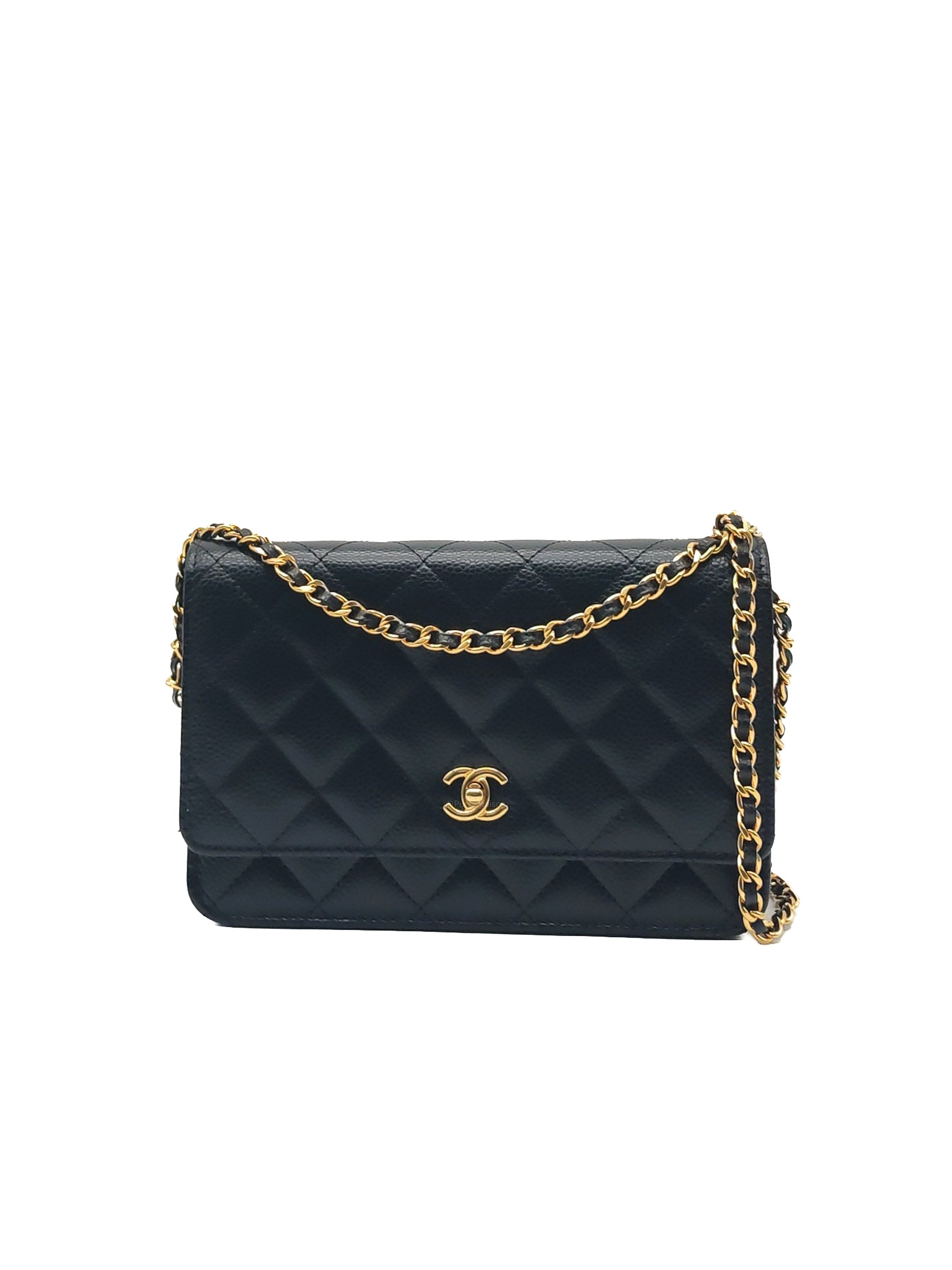 Chanel Turn Lock Wallet on Chain (WOC) in Black Caviar Leather Gold Hardware (Microchip) | Purse Maison Luxury Bags Shop