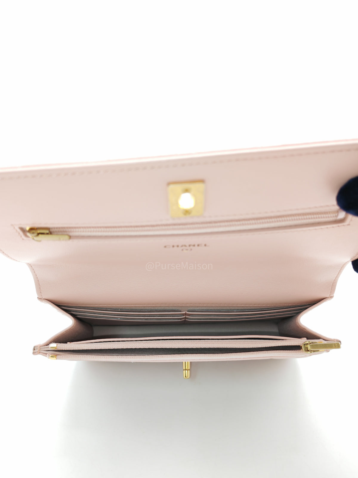 Chanel Turning Lock & Adjustable Chain Strap Wallet On Chain in Sakura Pink Lambskin Leather Aged Gold Hardware (Microchip) | Purse Maison Luxury Bags Shop