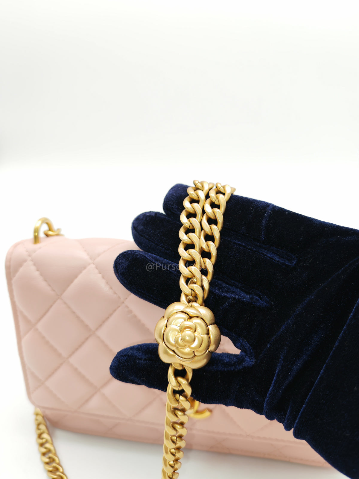 Chanel Turning Lock & Adjustable Chain Strap Wallet On Chain in Sakura Pink Lambskin Leather Aged Gold Hardware (Microchip) | Purse Maison Luxury Bags Shop
