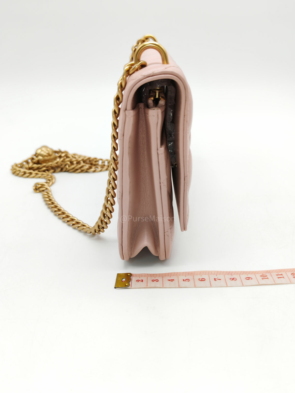 Chanel Turning Lock & Adjustable Chain Strap Wallet On Chain in Sakura Pink Lambskin Leather Aged Gold Hardware (Microchip) | Purse Maison Luxury Bags Shop