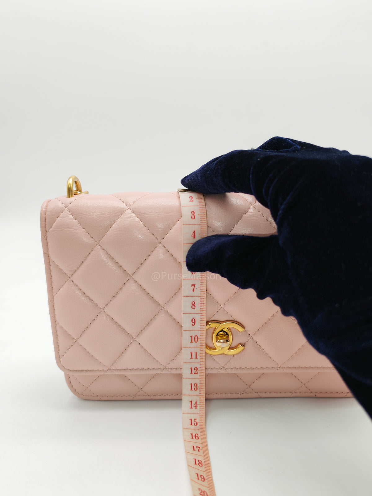Chanel Turning Lock & Adjustable Chain Strap Wallet On Chain in Sakura Pink Lambskin Leather Aged Gold Hardware (Microchip) | Purse Maison Luxury Bags Shop