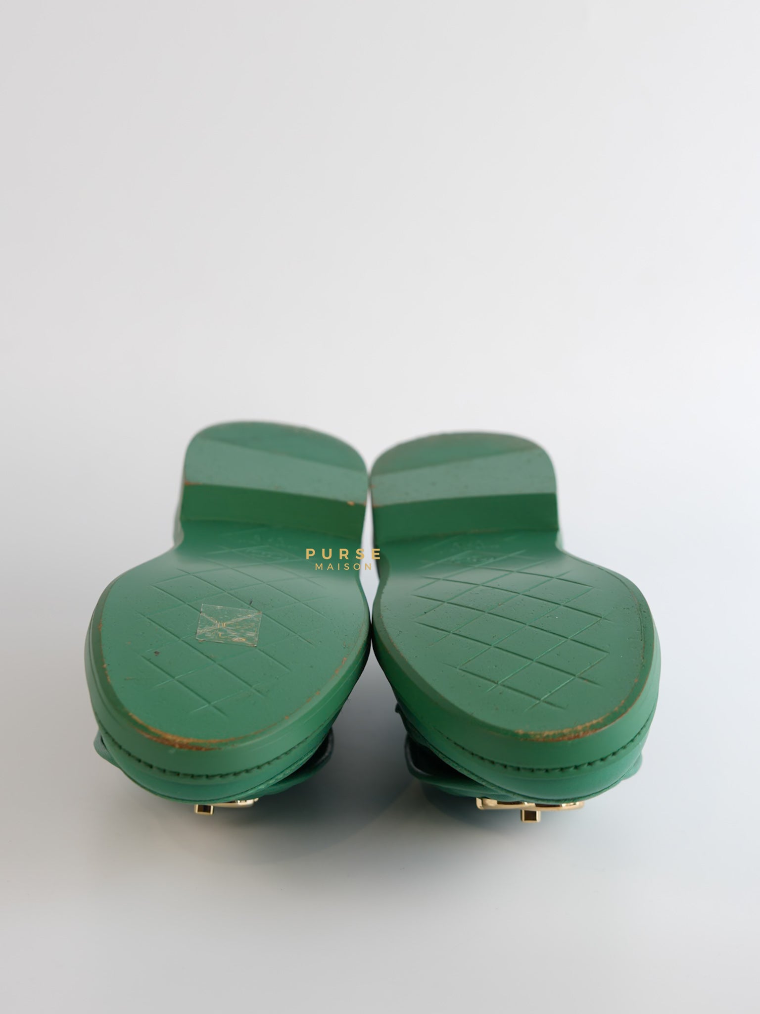 Turnlock Loafers Green Lambskin Size 37 EU (23cm) | Purse Maison Luxury Bags Shop
