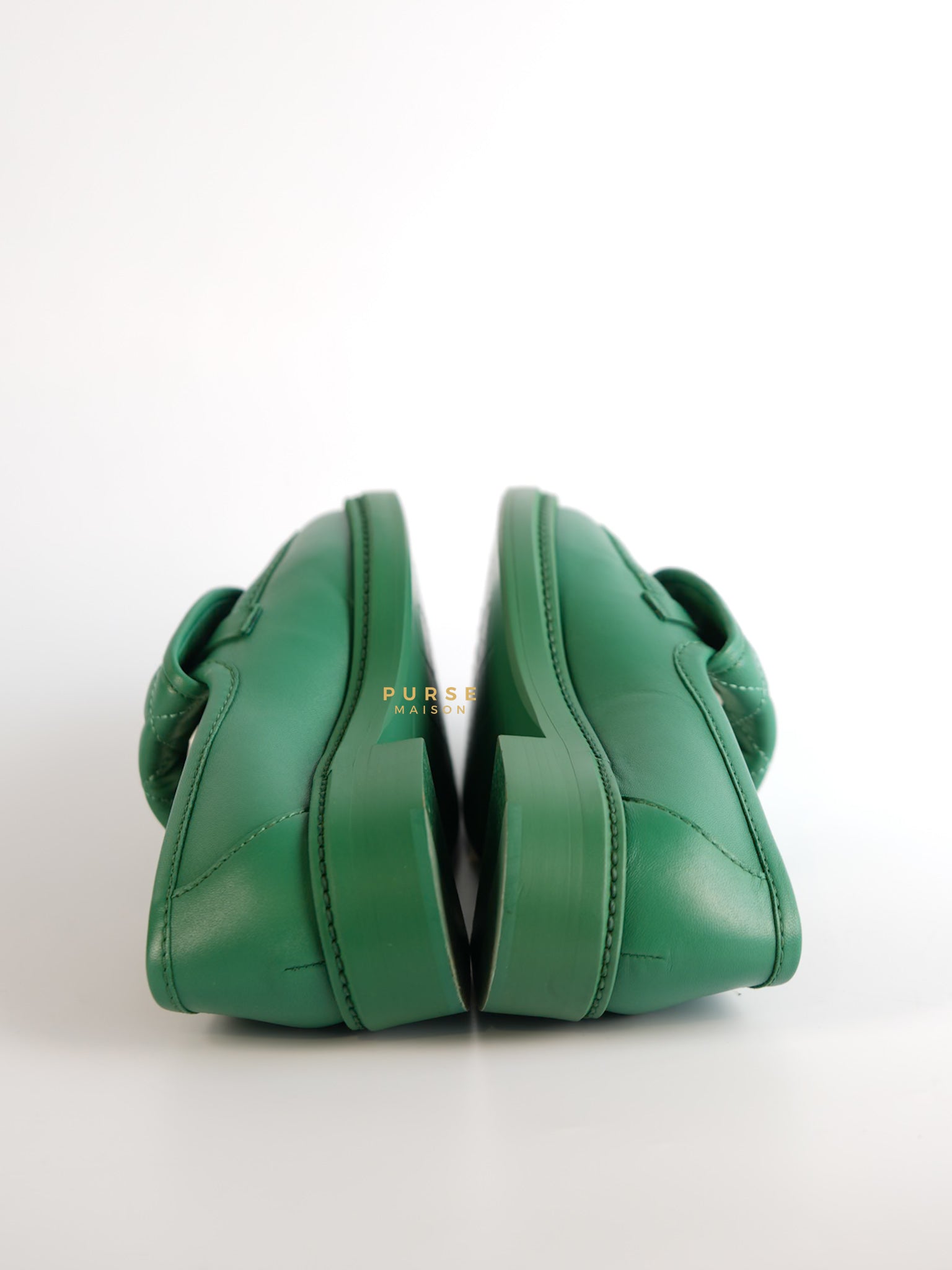 Turnlock Loafers Green Lambskin Size 37 EU (23cm) | Purse Maison Luxury Bags Shop